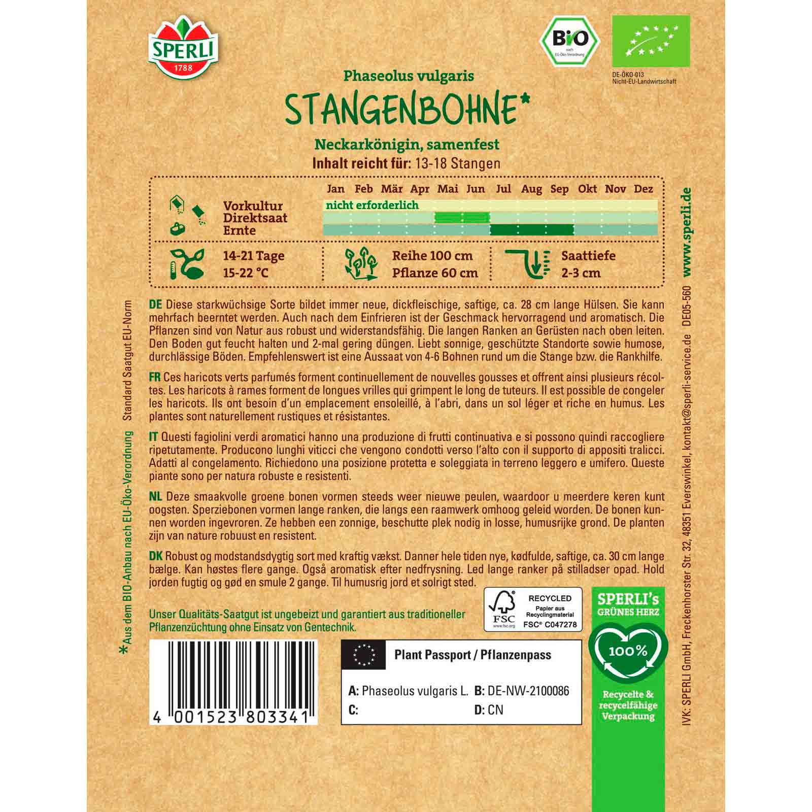 BIO Stangenbohne Neckarkönigin