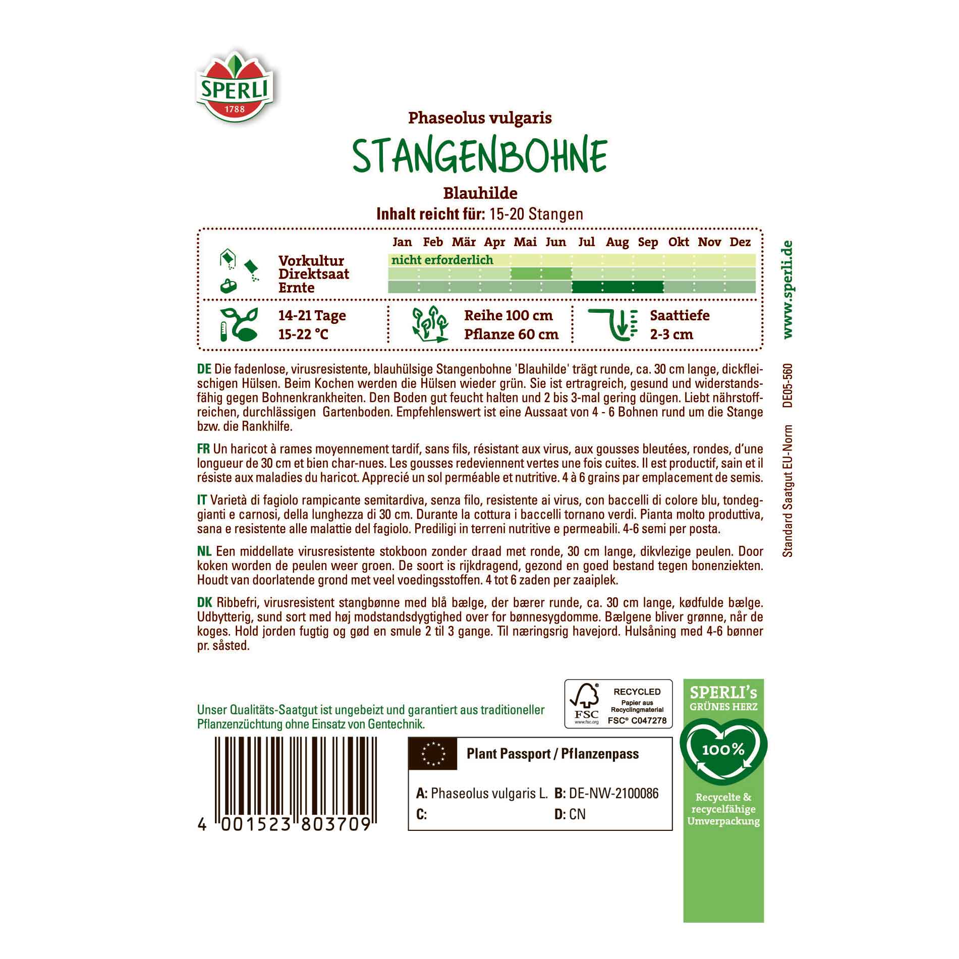 Stångbönsfrön - Sperli - Blauhilde
