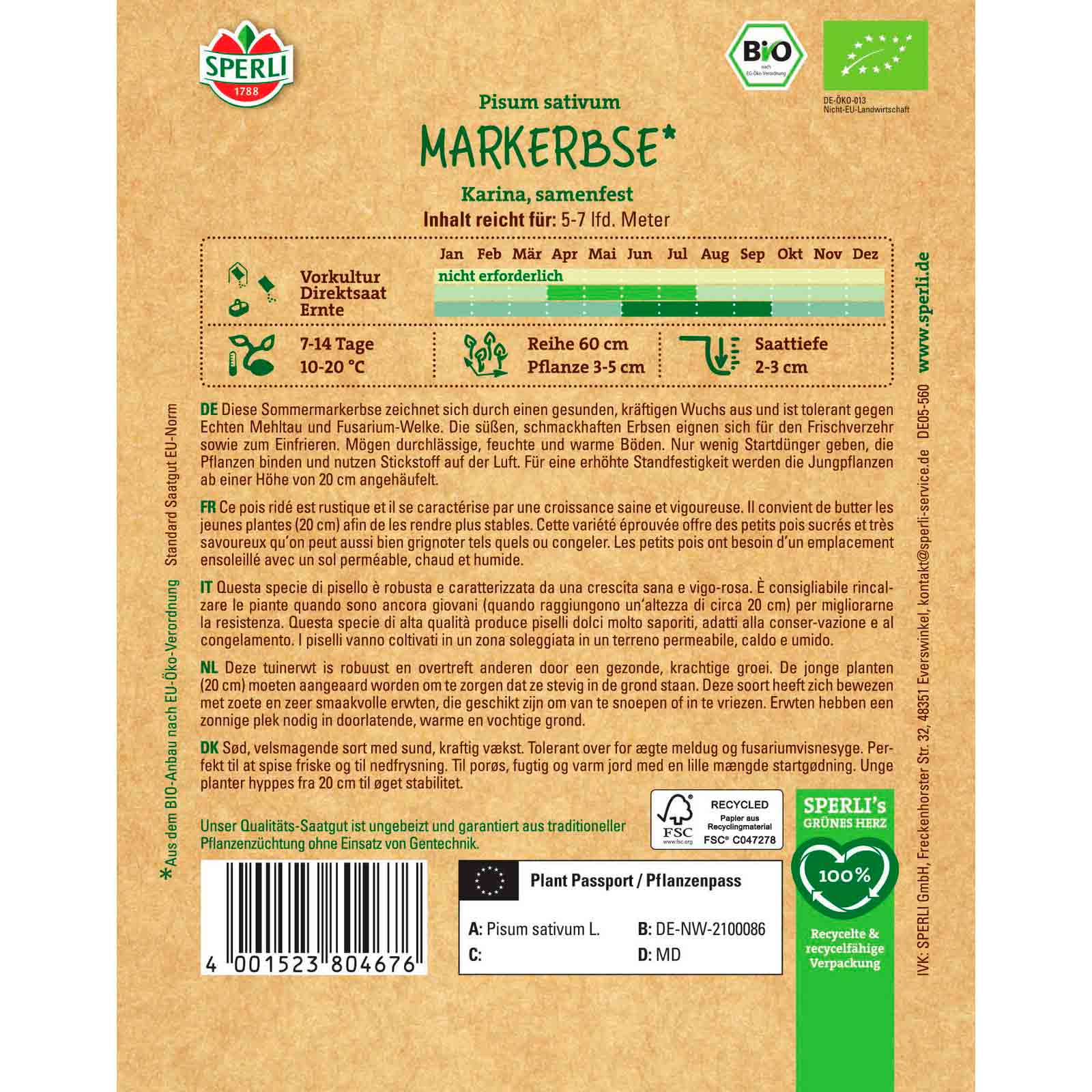 BIO Sommermarkerbse Karina