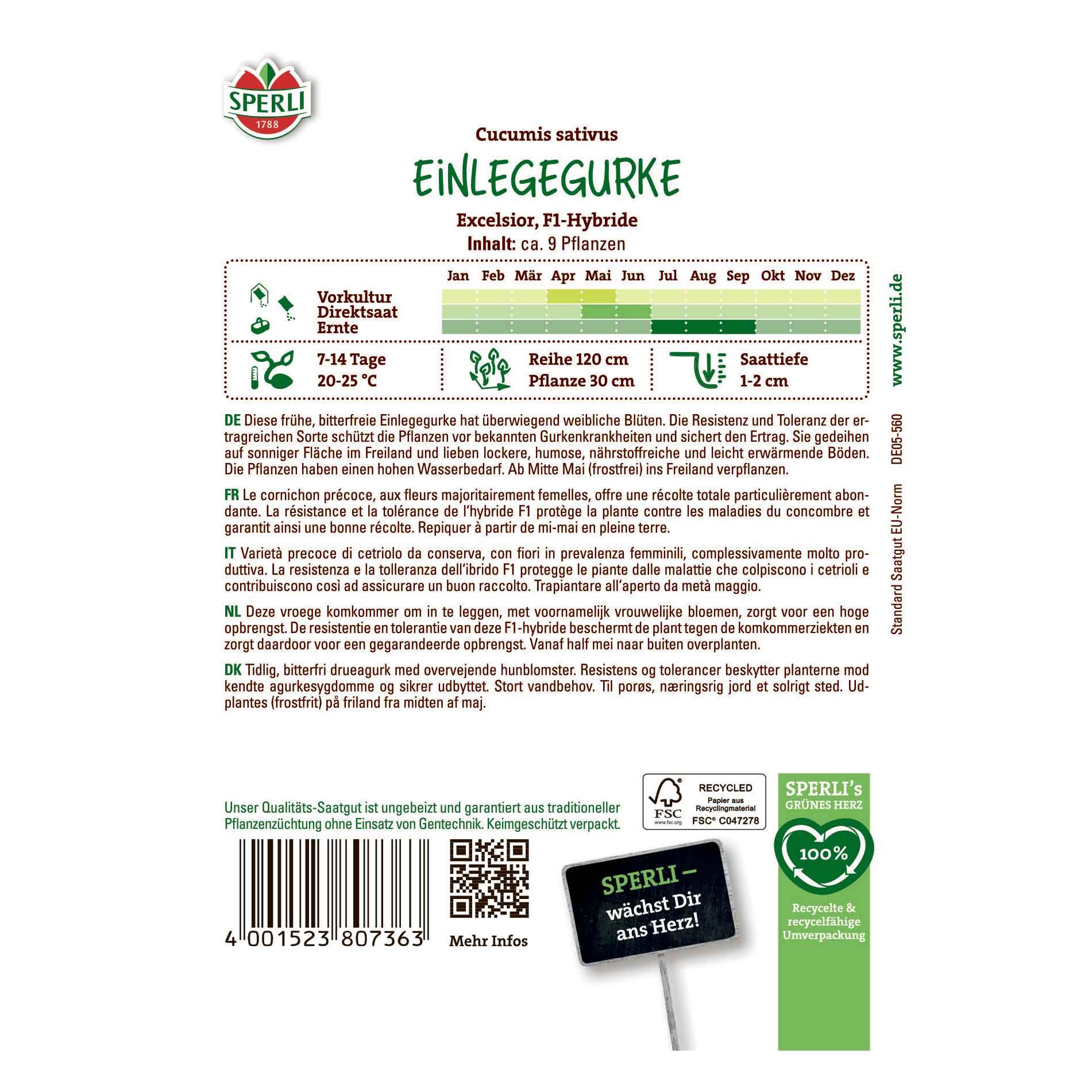 Drueagurkfrø - Sperli - Excelsior, F1