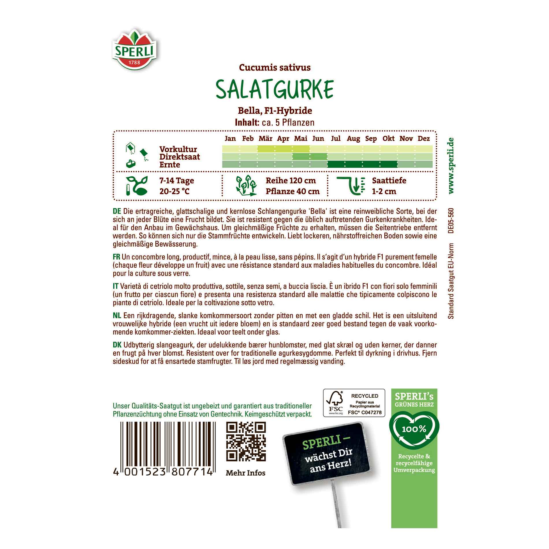 Gurka frön - Bella, F1 - Sperli