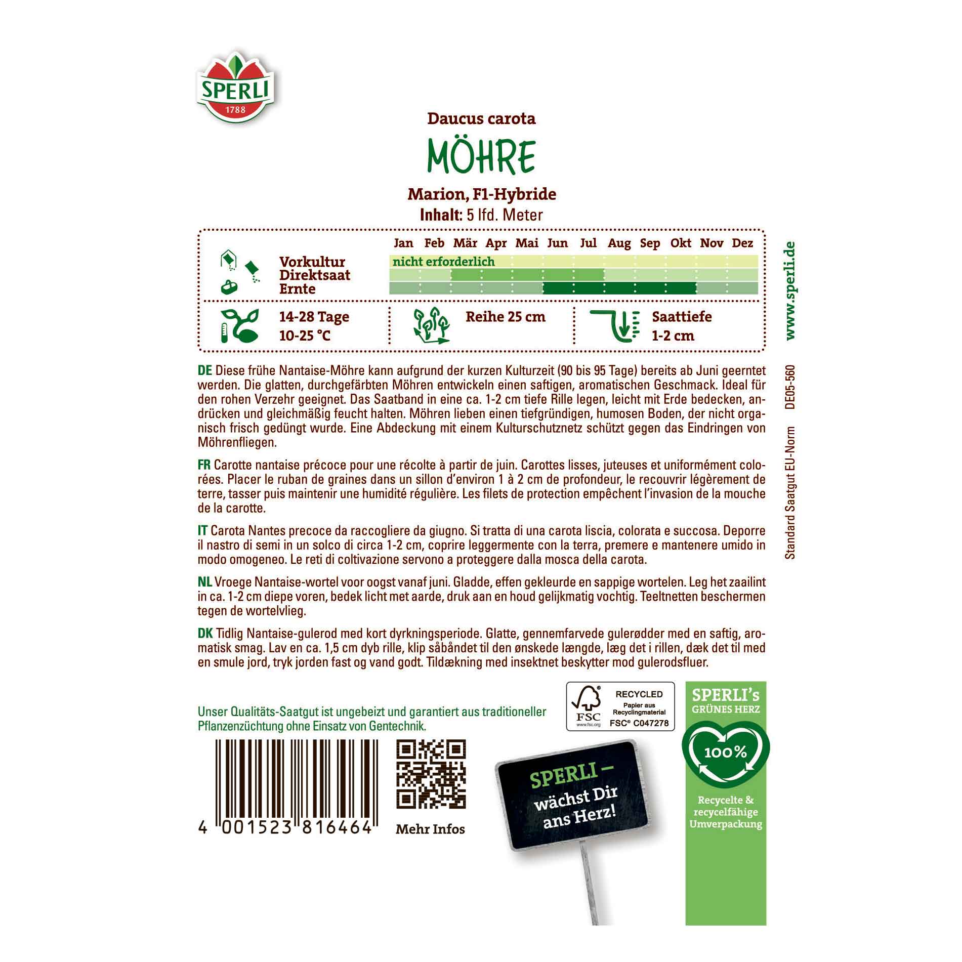 Morotsfrön - Marion, F1, Frötejp