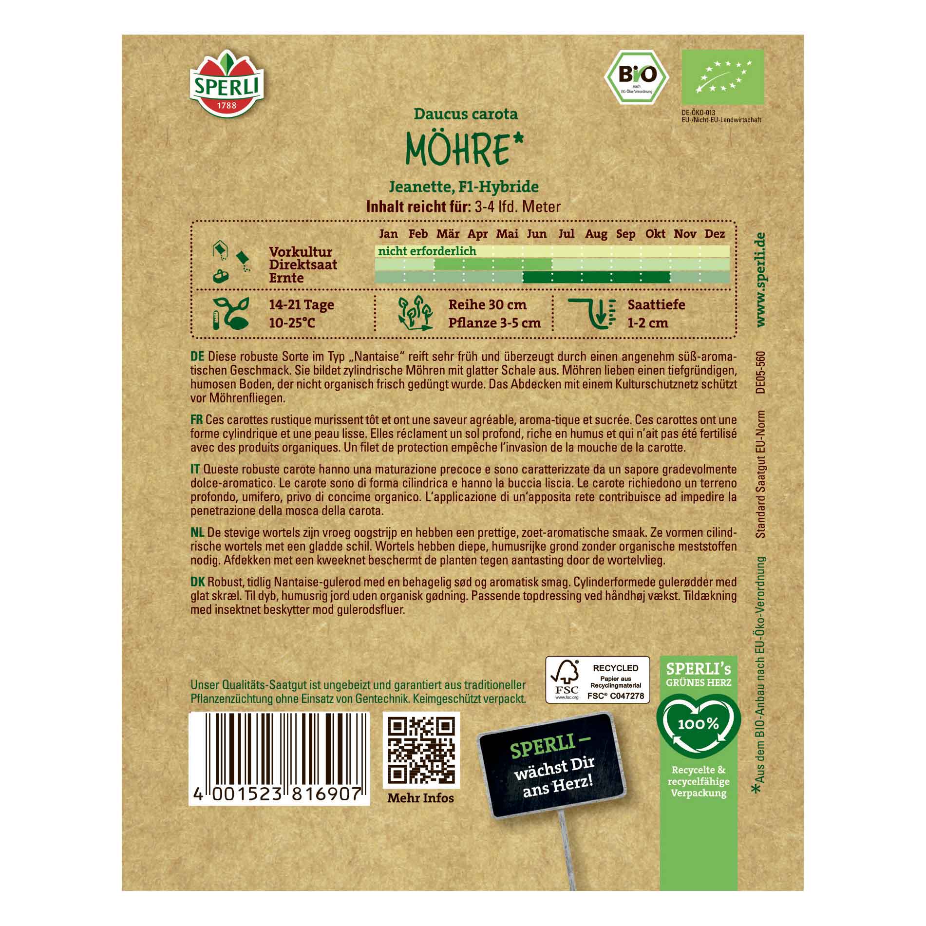 Morotsfrön - Ekologiska Möhre, Nantaise, F1