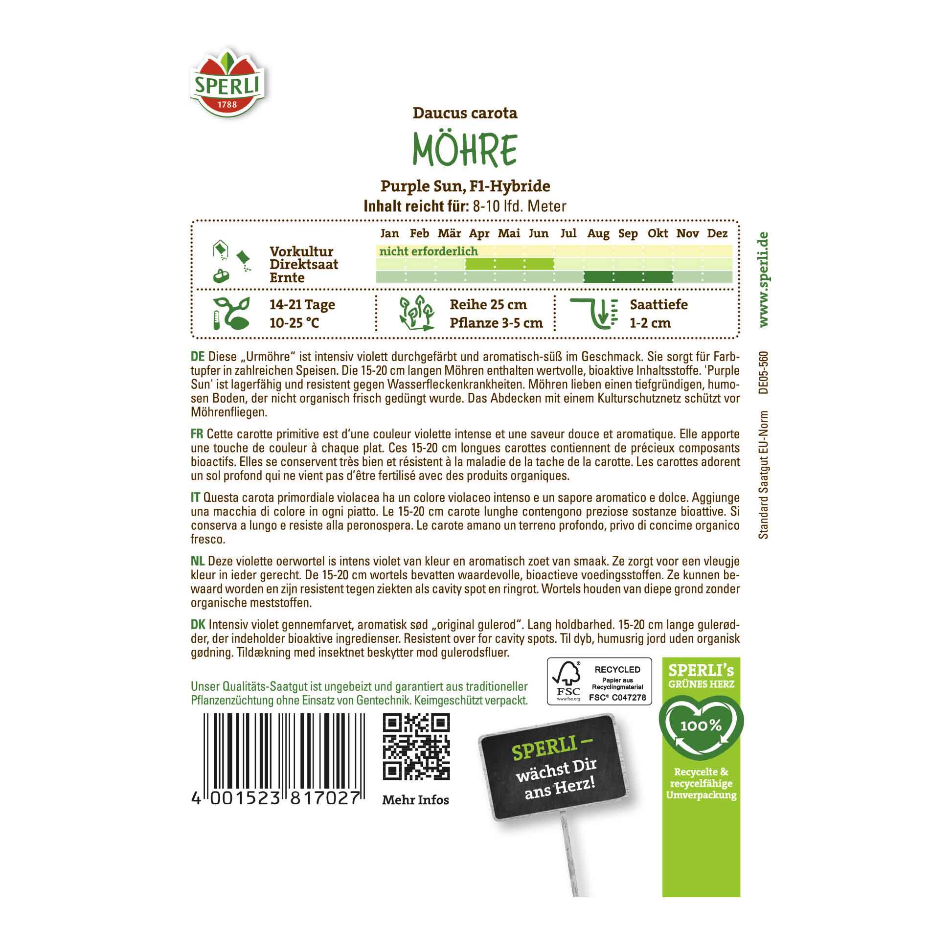 Morotsfrön - Purple Sun, F1 - Sperli