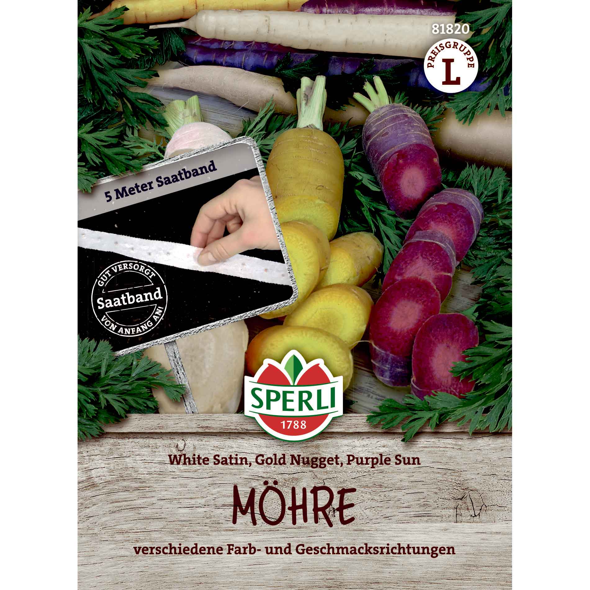 Morotsfrön, frötejp - Möhre Snögubbe, gult gäng, lila elit