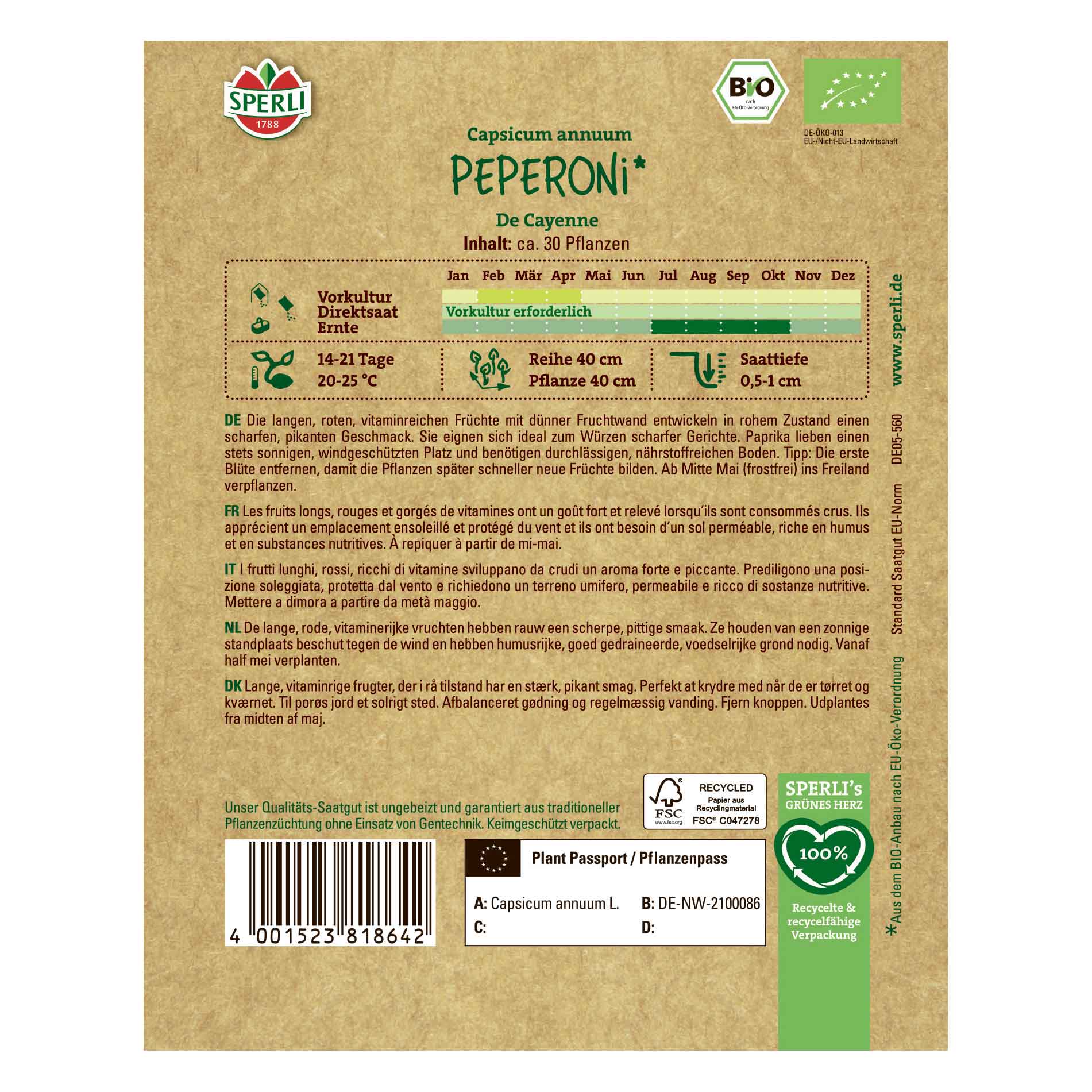 Pepparfrön - Ekologiska Peperoni