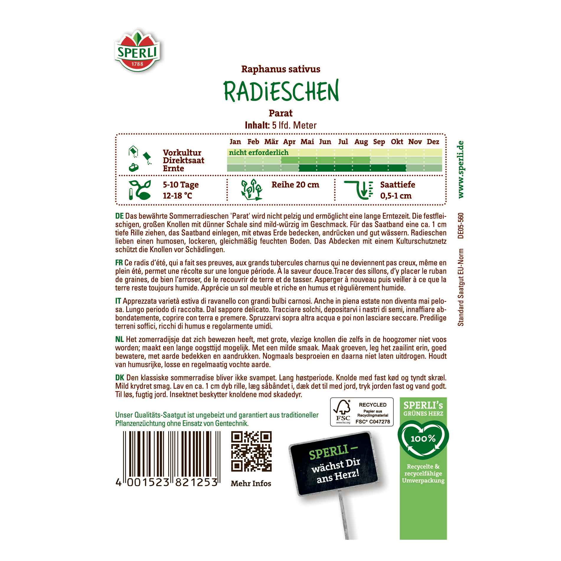 Rädisfrön - Klart, frötejp