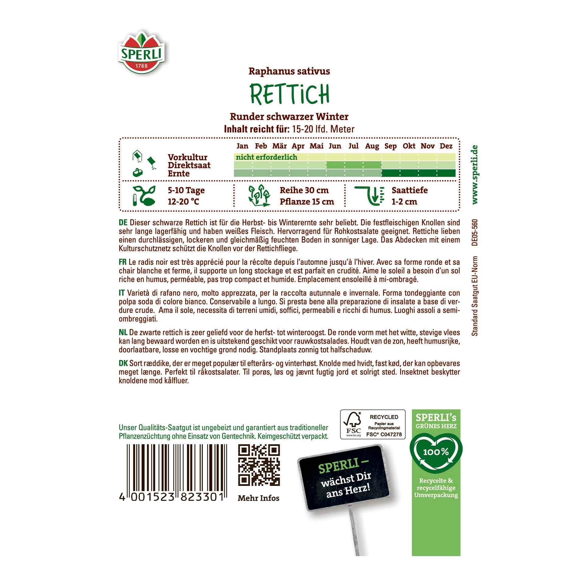 Radish seeds - Round schwarzer Winter