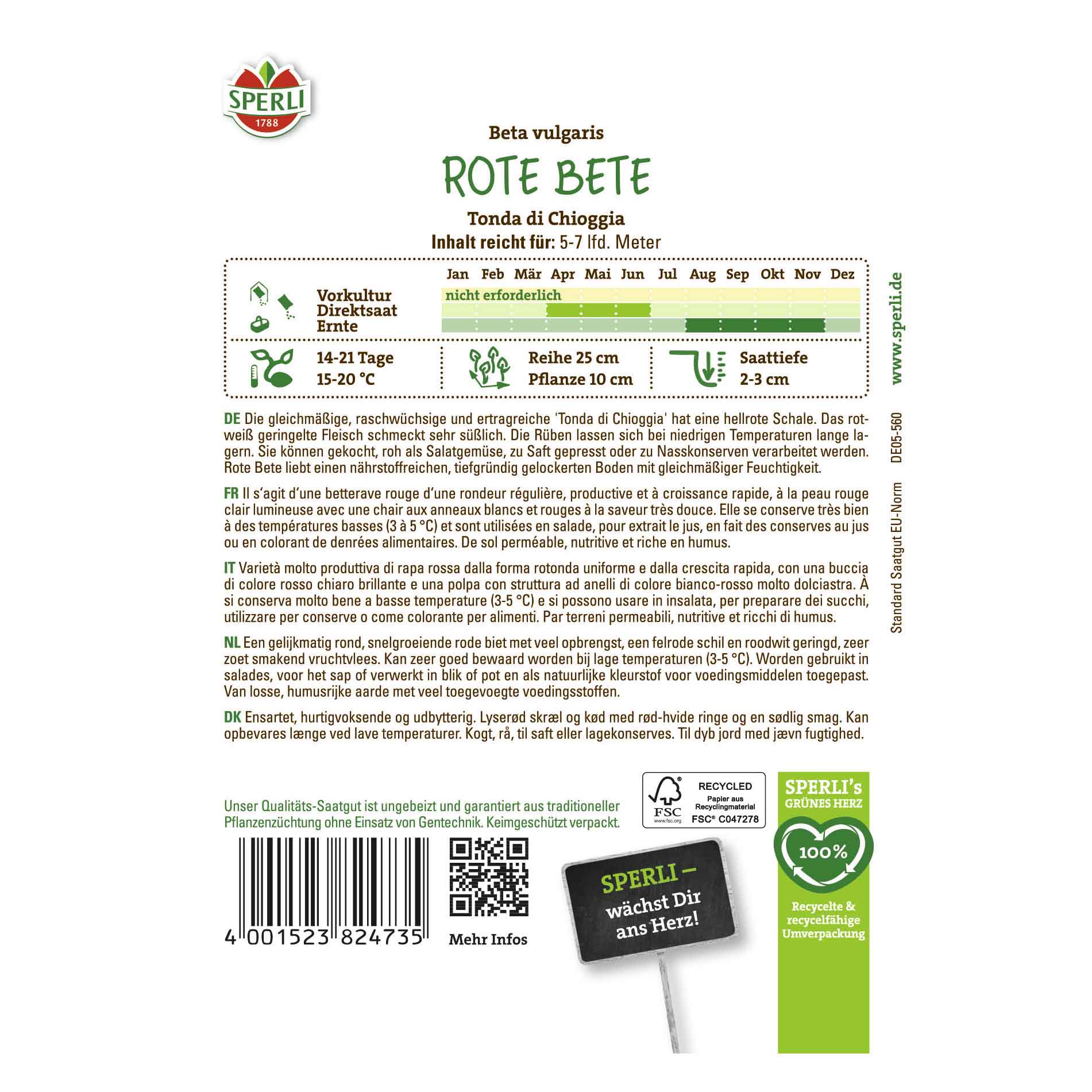 Rödbetsfrön - Tonda di Chioggia - Sperli