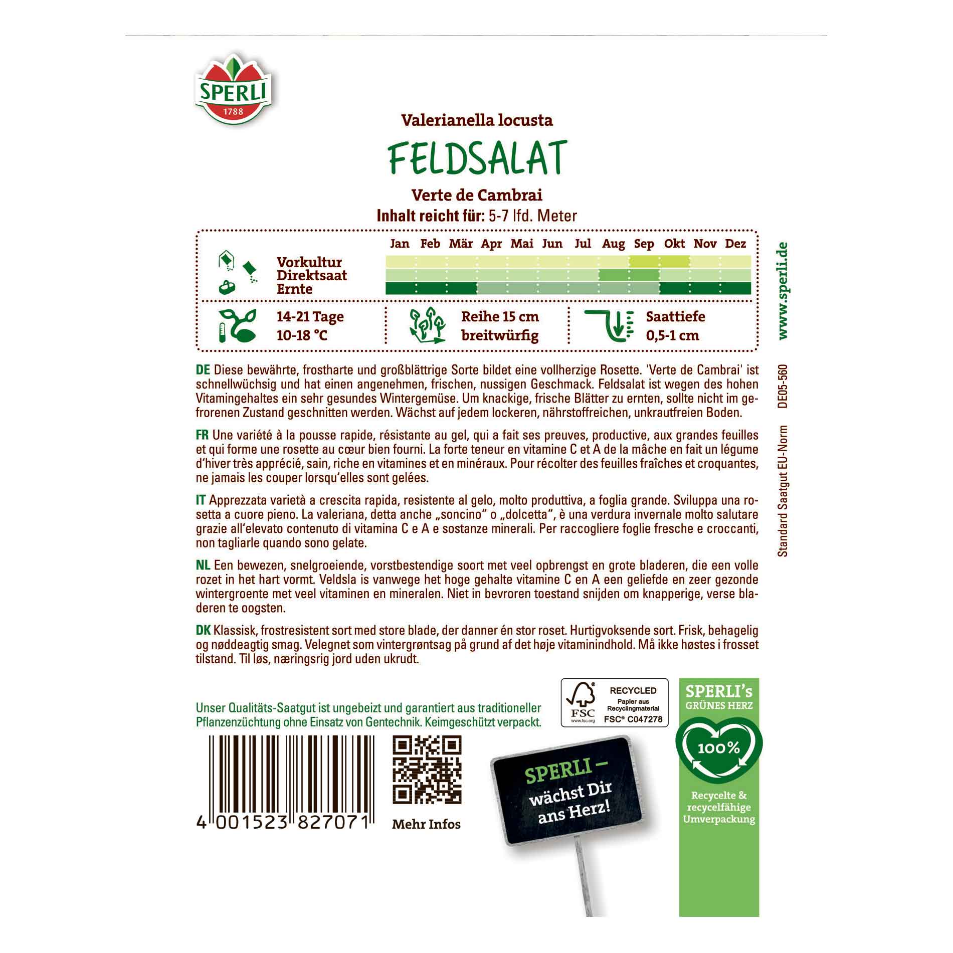 Fältsallatsfrön Verte de Cambrai