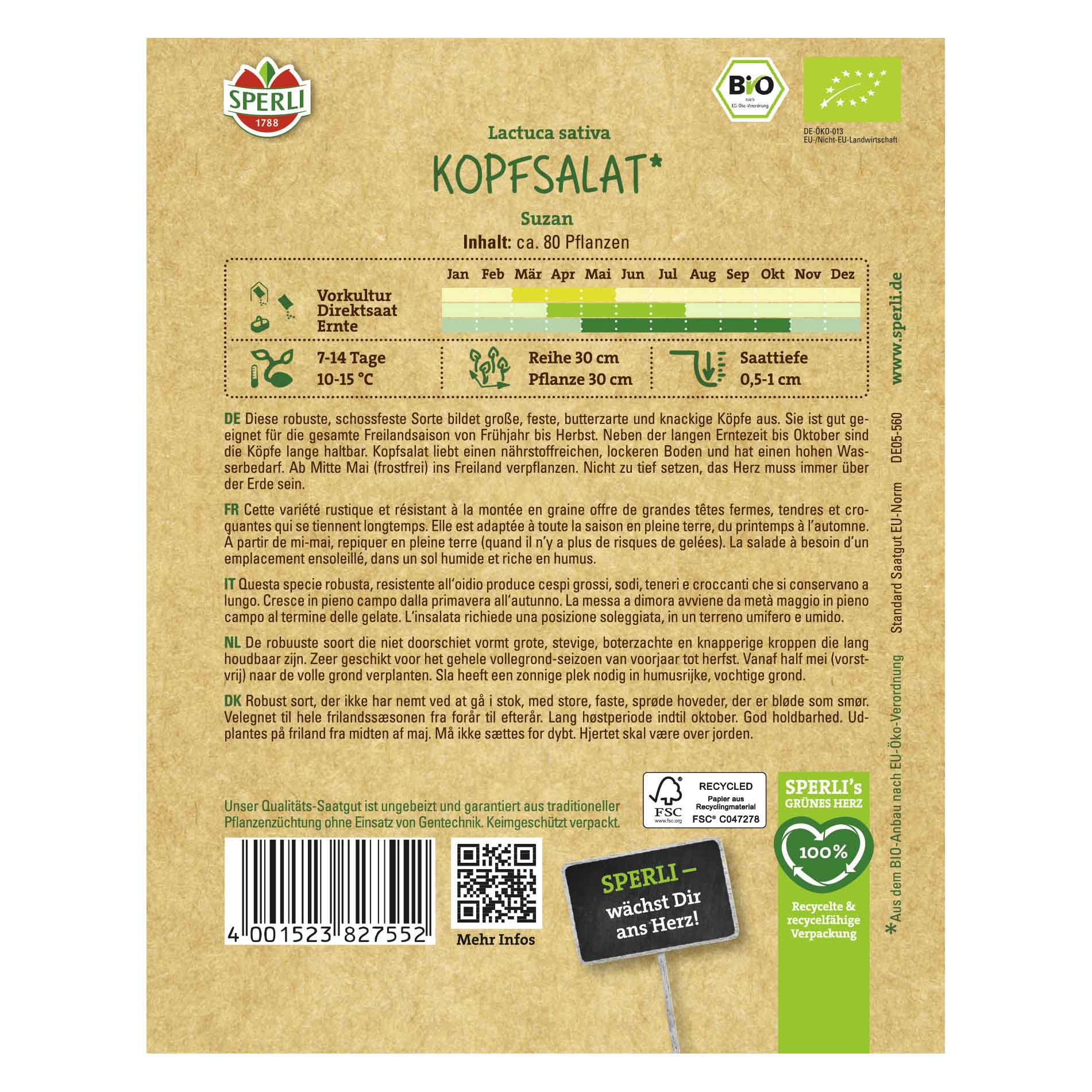 Huvudsallatsfrön - Ekologisk huvudsallad