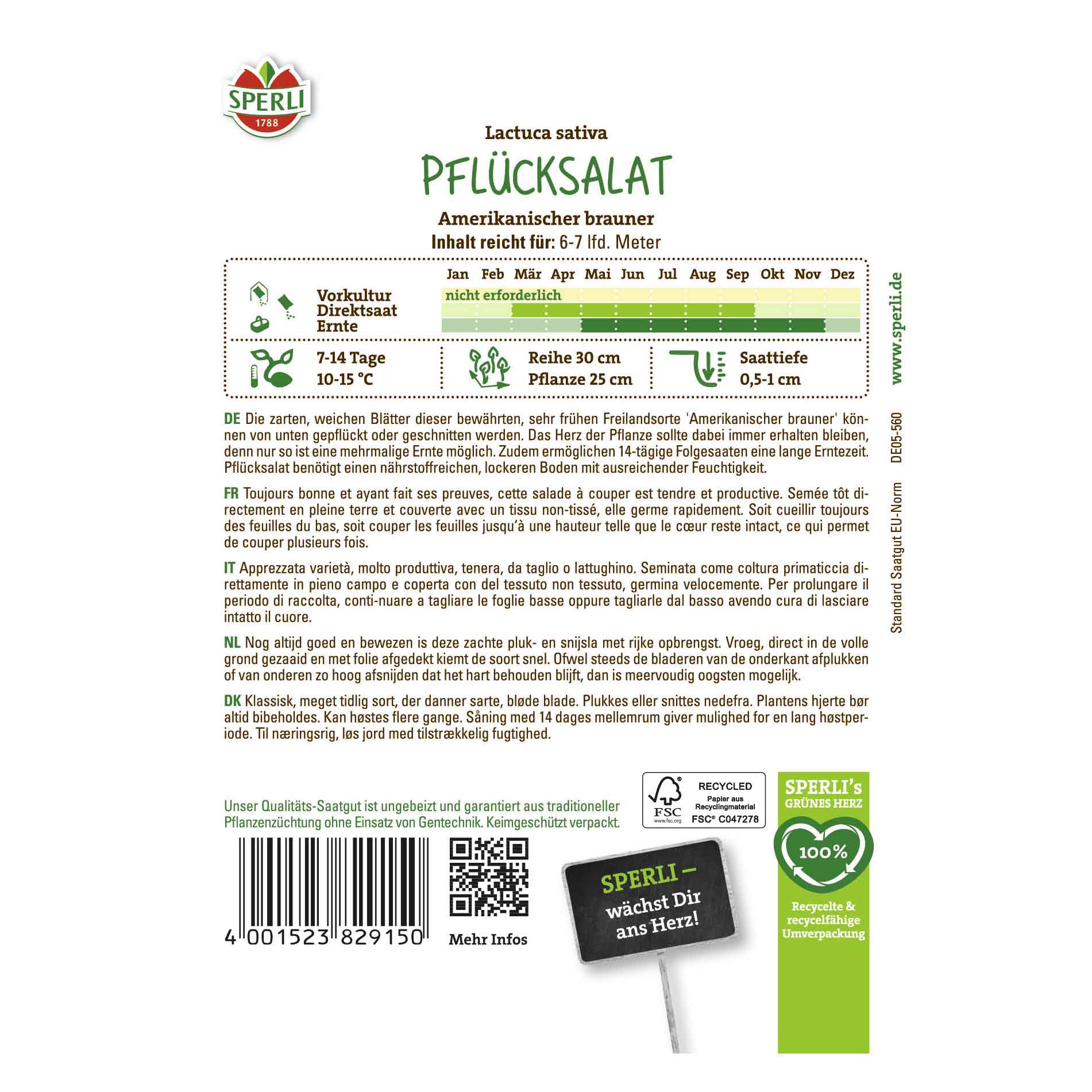 Inlagda salladsfrön - amerikansk brun - Sperli