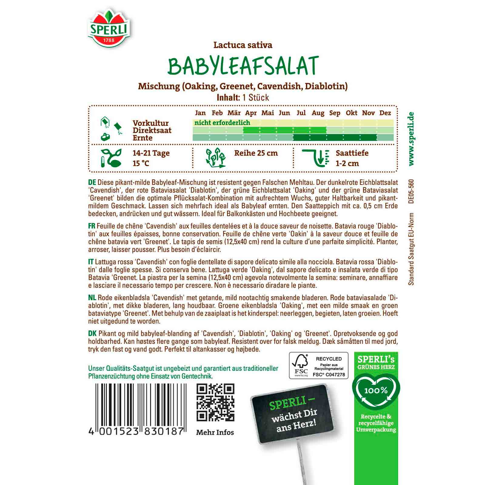 Babyleafsalat Mischung, Saatteppich