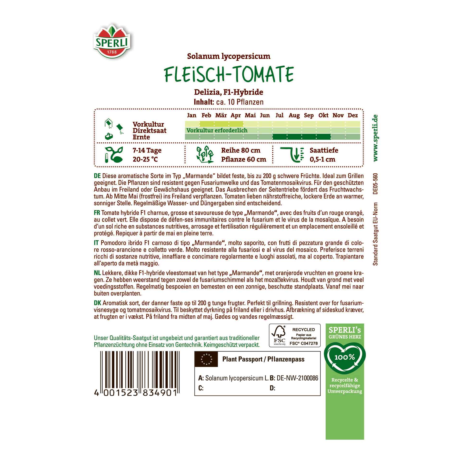 Tomato seeds Delizia, F1