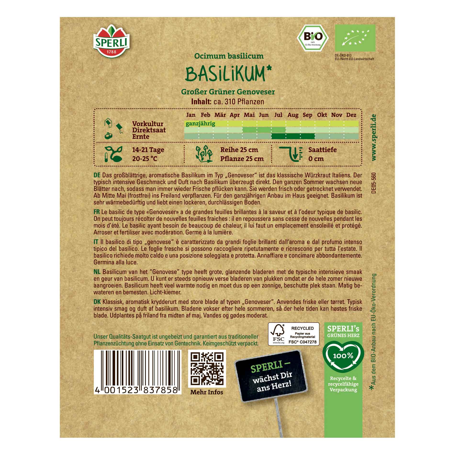 Basil seeds - Organic - Sperli