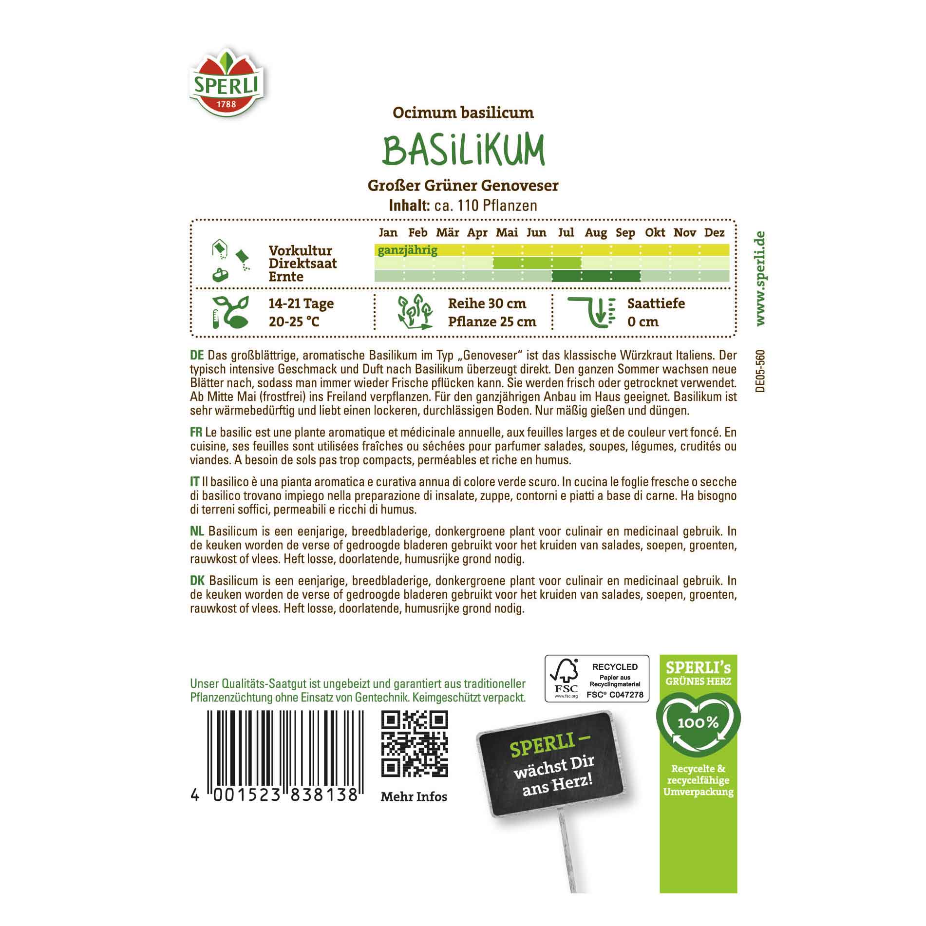 Basilikafrön - Fröskiva Grosses Grünes Genoveser