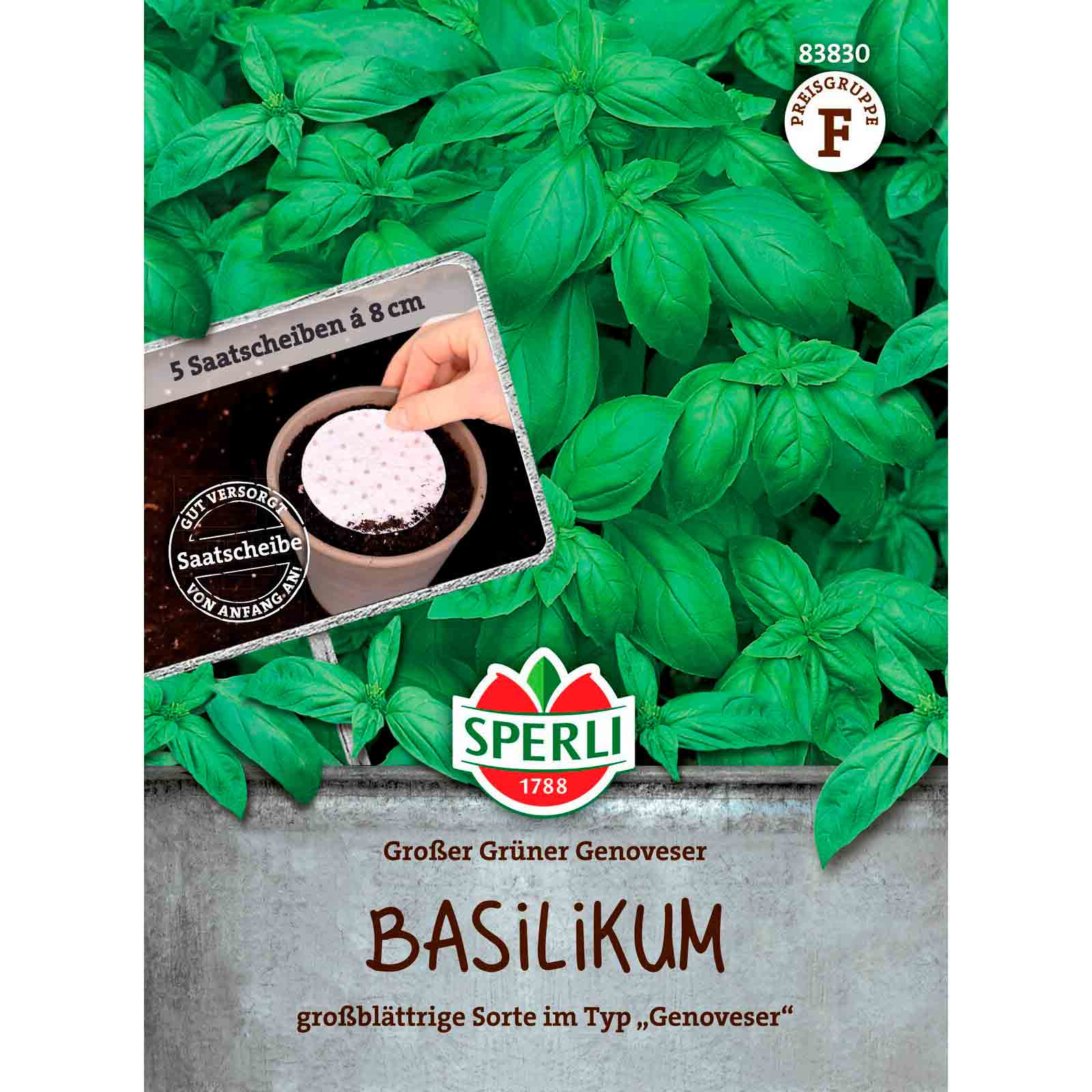 Basilikum Großer Grüner Genoveser, Saatscheibe