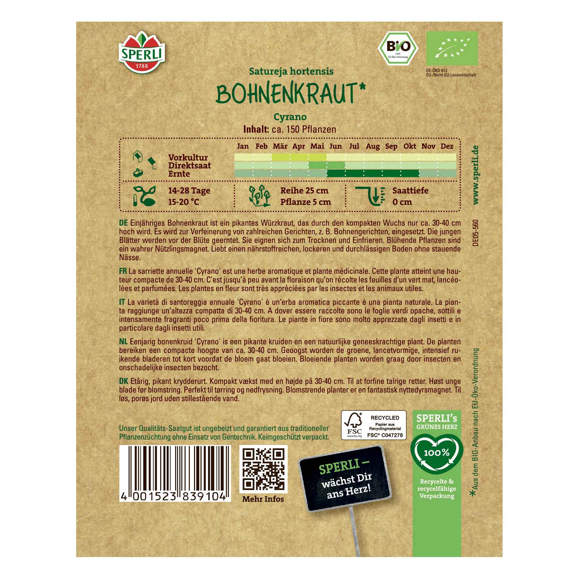 Bönörtsfrön - Ekologisk - Bohnenkraut