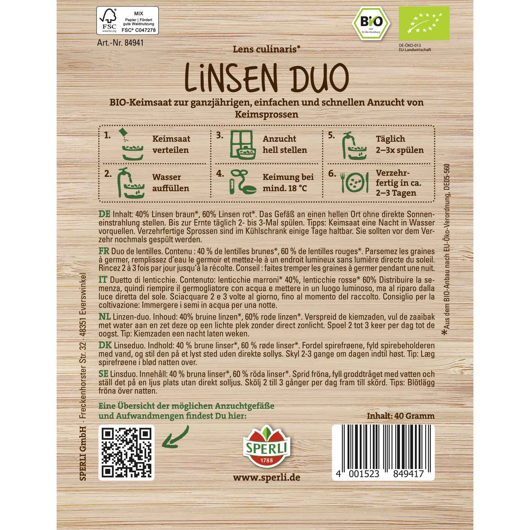 BIO Sprout Seeds Lins Duo