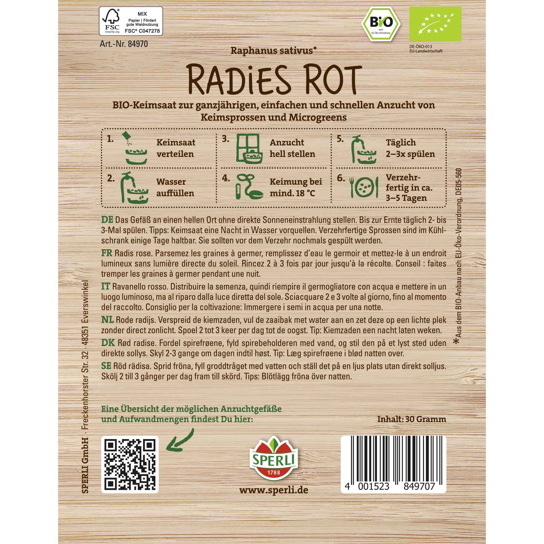 BIO Groddfrön rädisorött