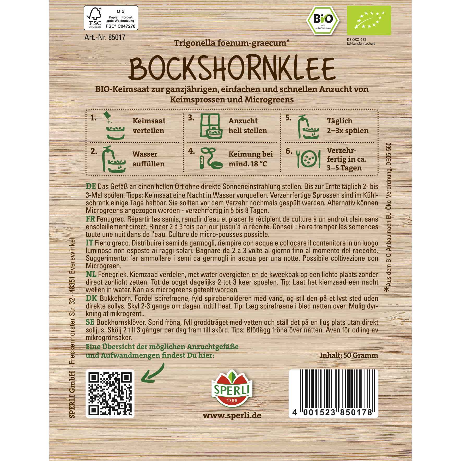 BIO Sprout Seeds Bockhornsklöver