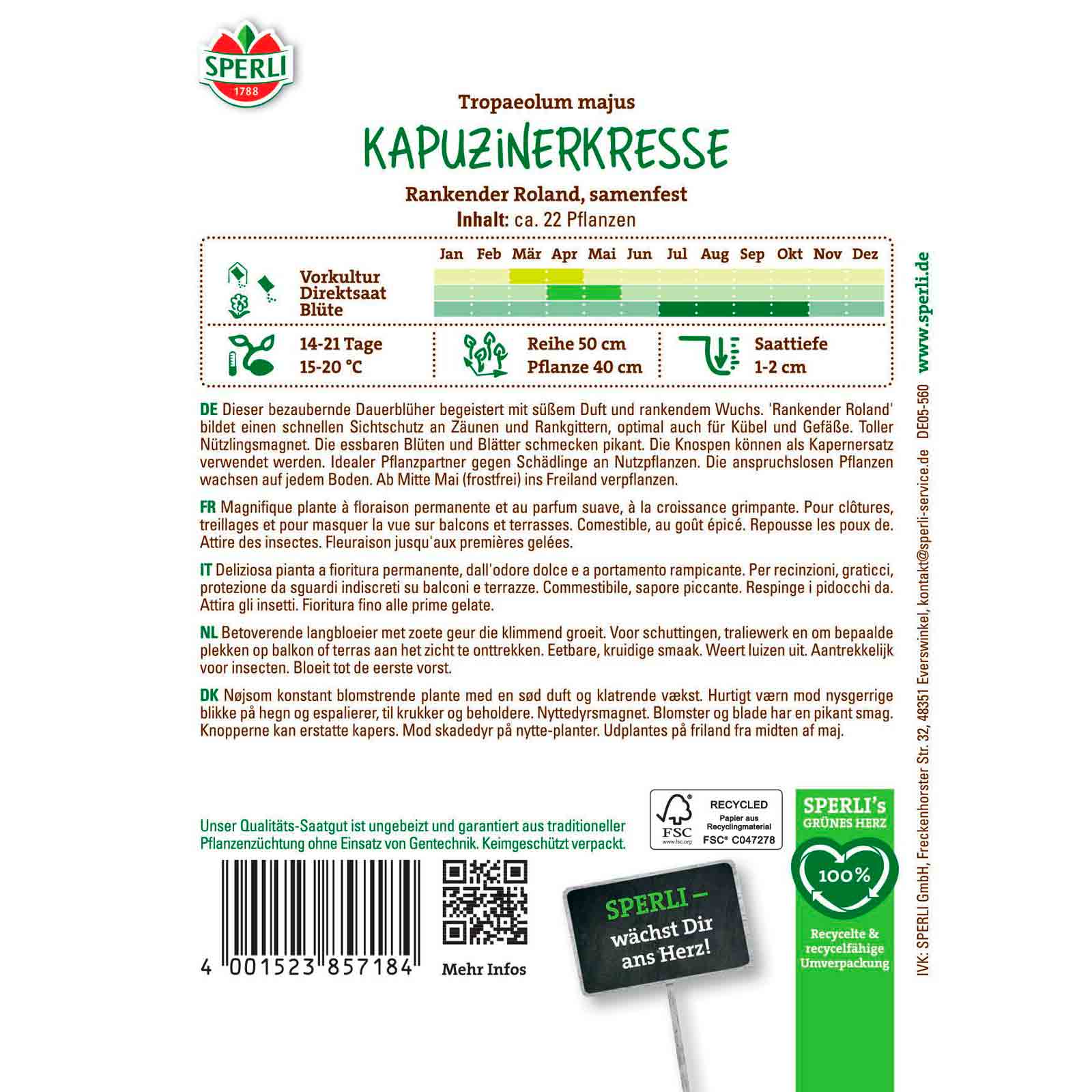 Kapuzinerkresse Rankender Roland