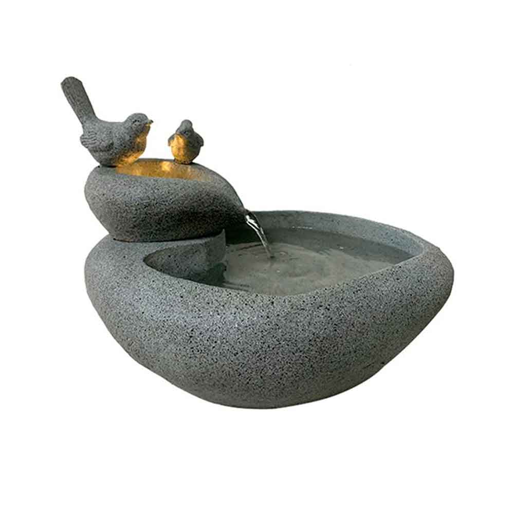 Dekorsæt PT Fuglebad m. LED-Sandstone