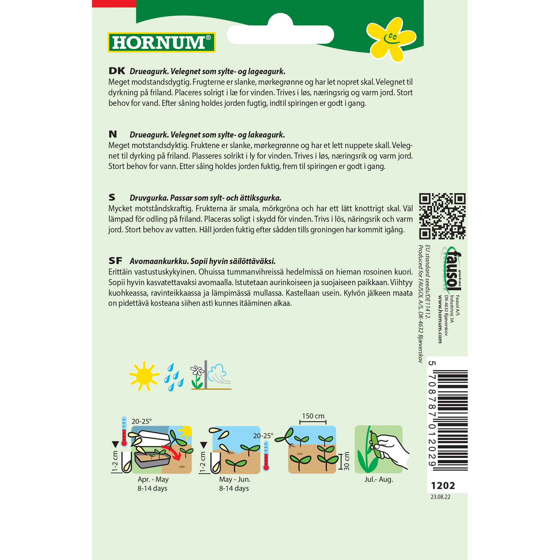 Gurka frön - Druva Gurka - Utomhus - Conny F1