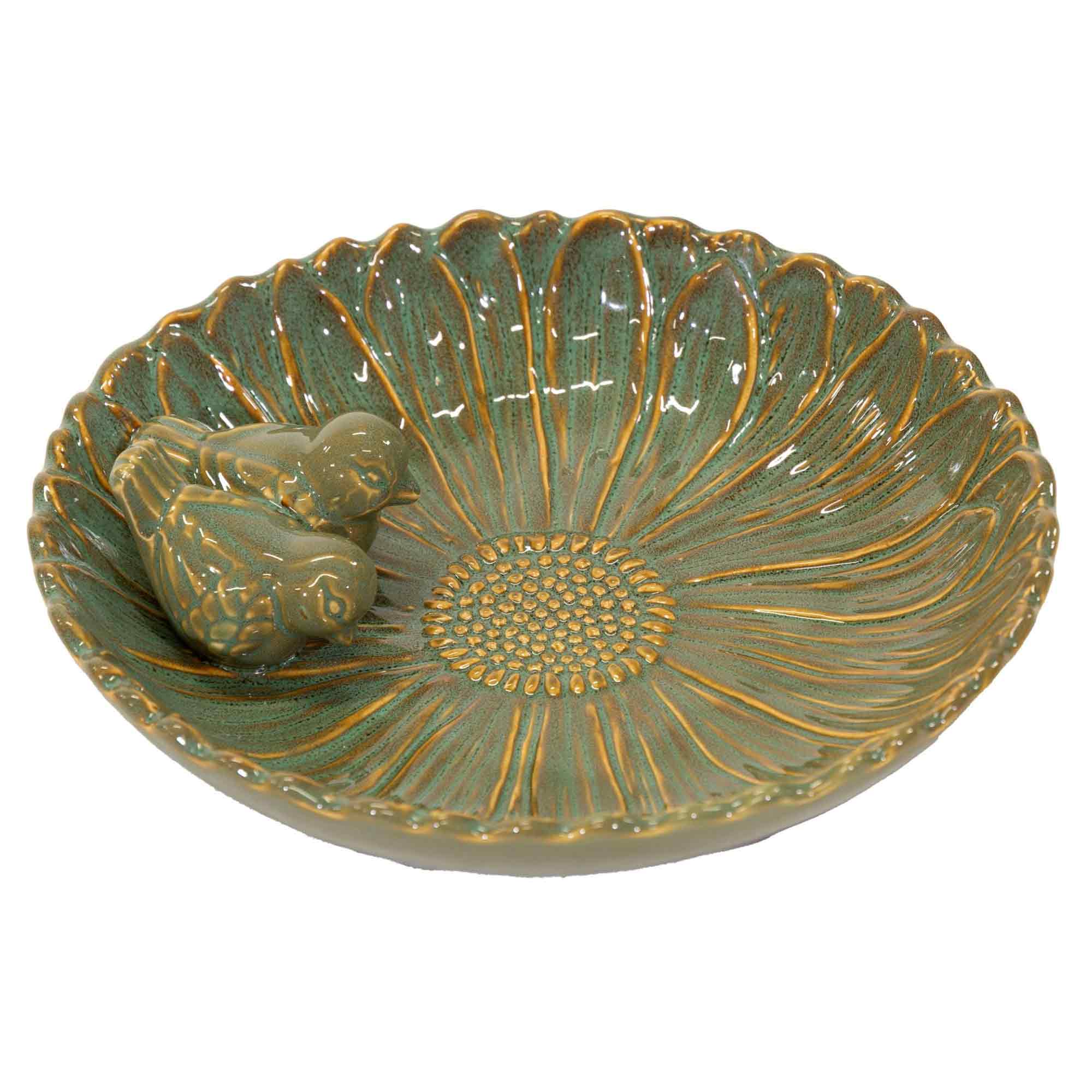 Village BirdBath Flower Olive D28H6