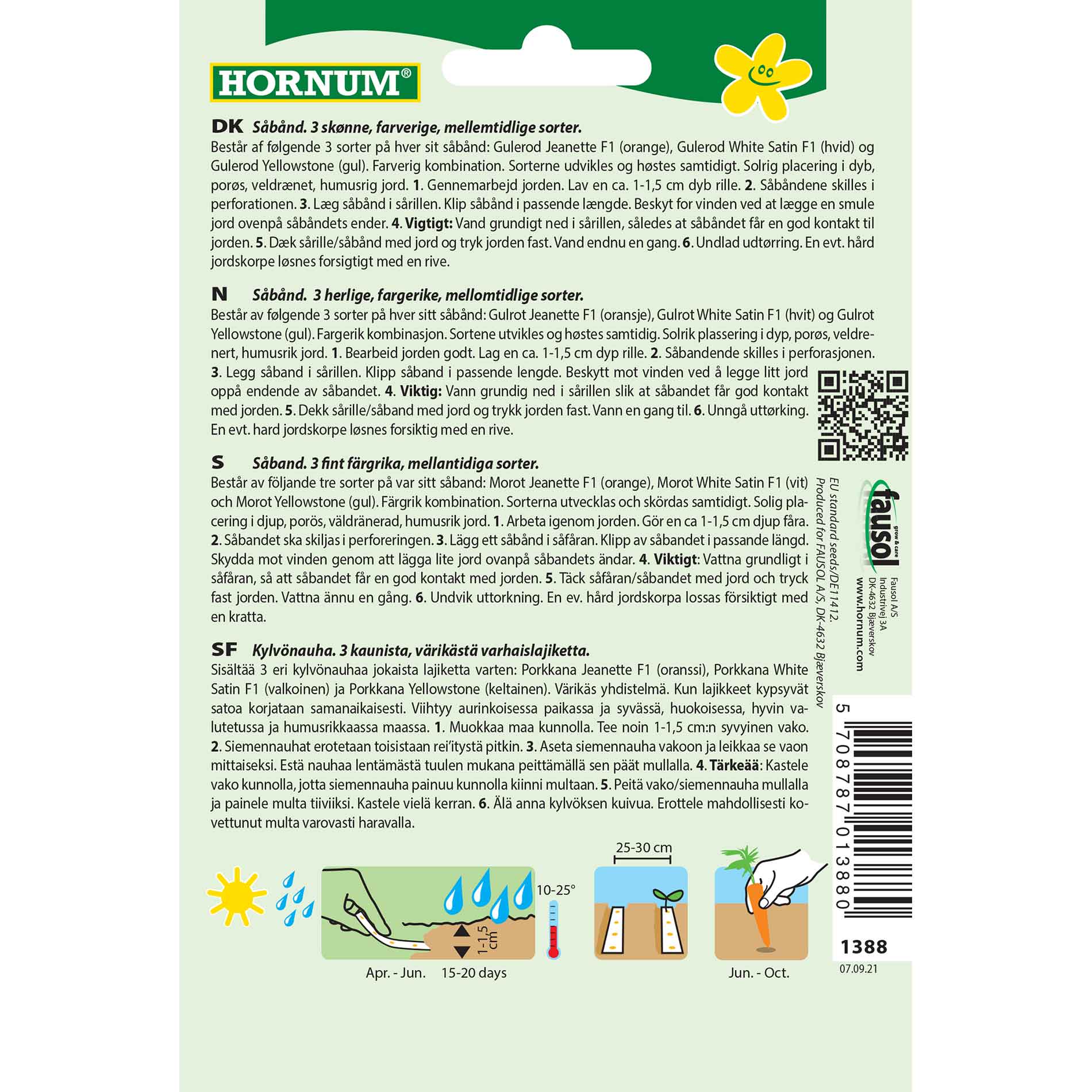 Carrot seeds - Summer carrot - seed tape mix