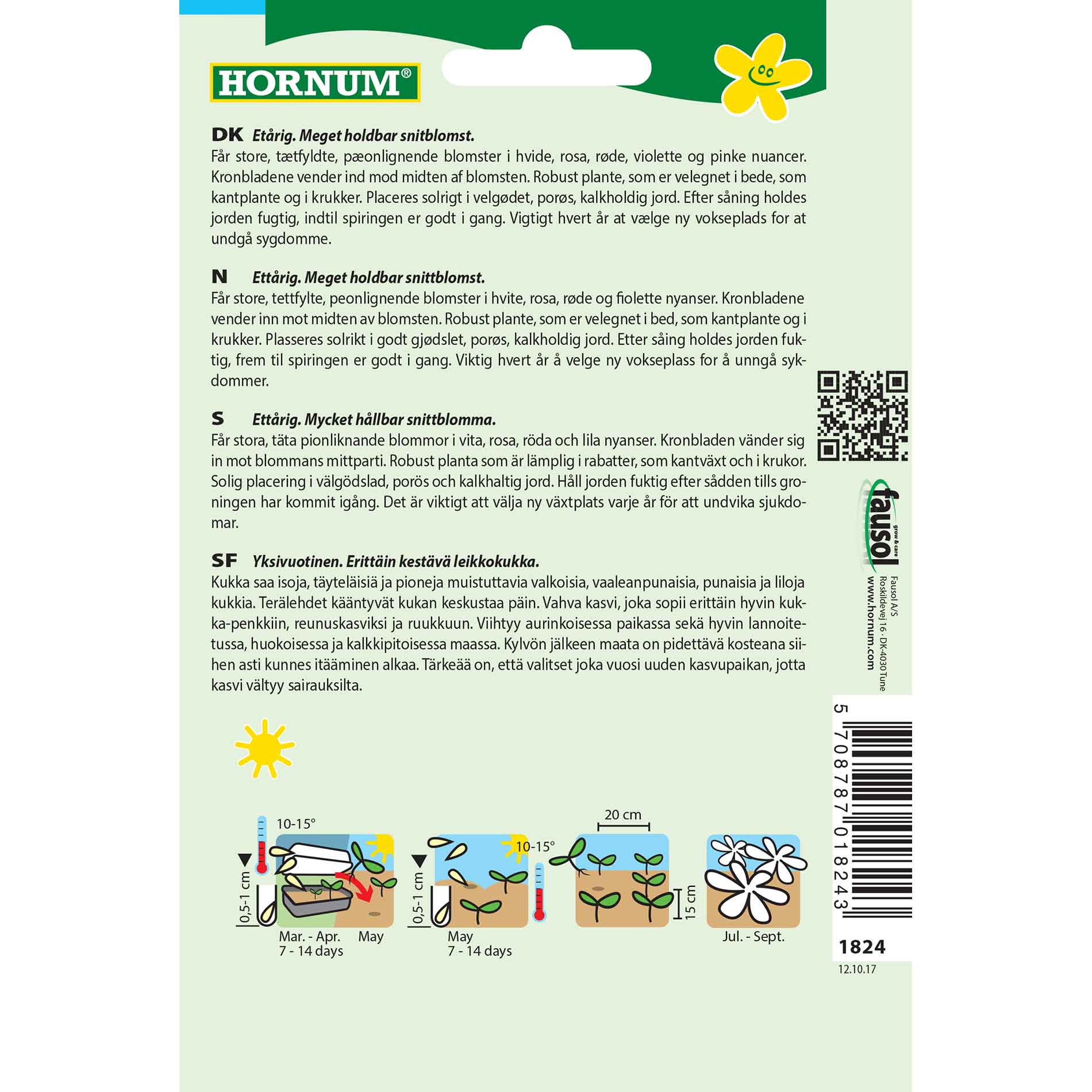 Aster seeds - Peony - white - Pink Cascade