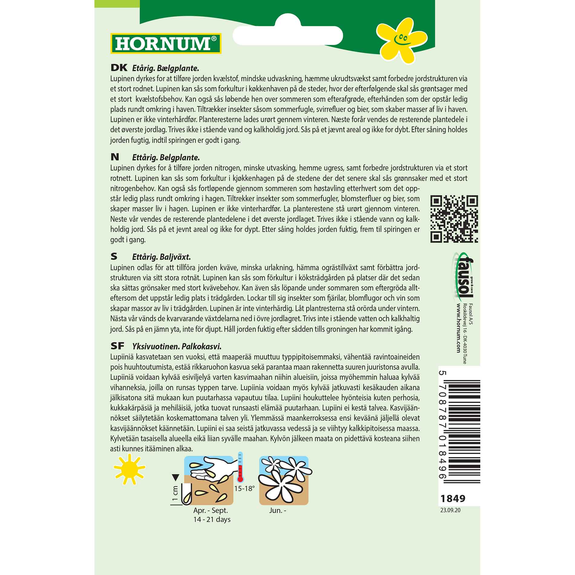 Gröngödselfrön - Lupin - blå