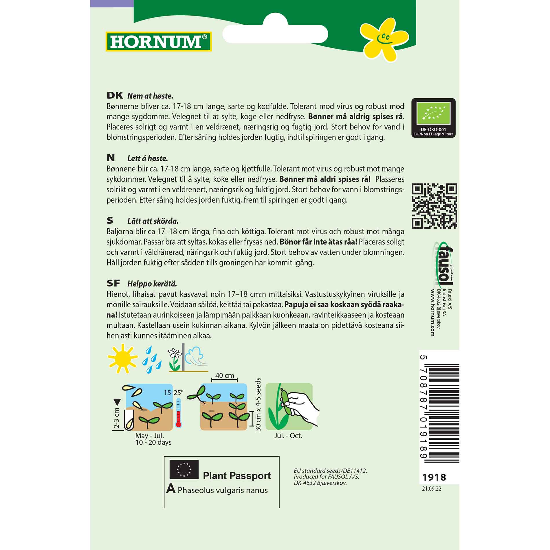 Bush bean seeds - Bush - Maxi - Organic