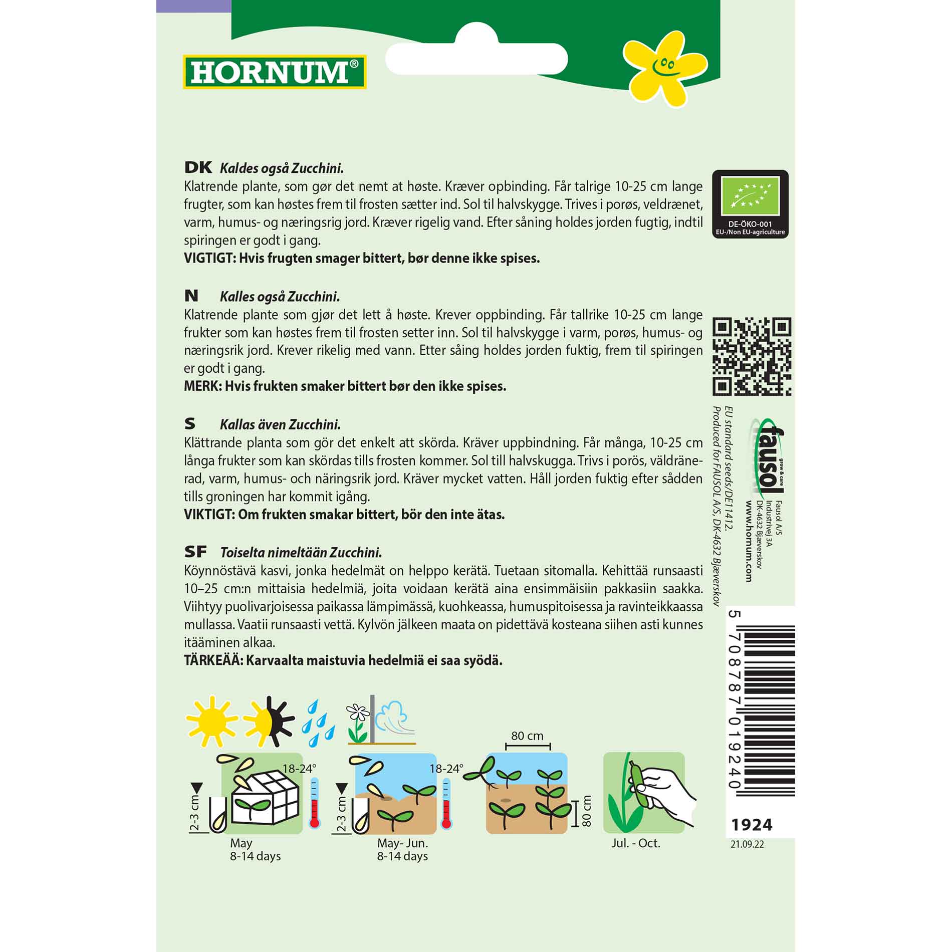 Squashfrön - Parthenon F1 - Ekologiska