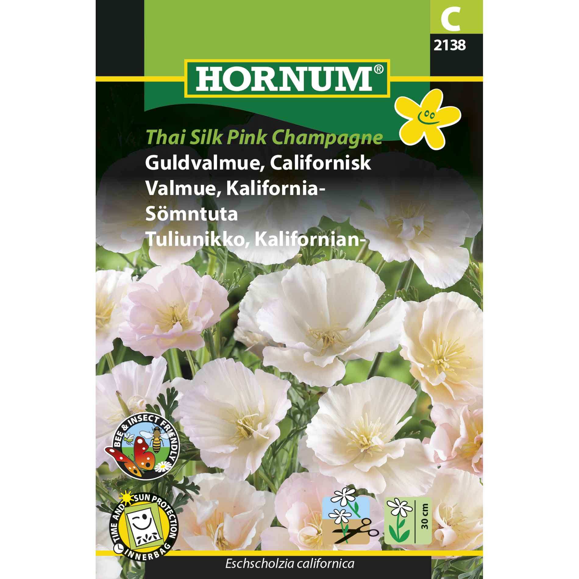 Golden Poppy, Californian Thai Silk Pink Champagne