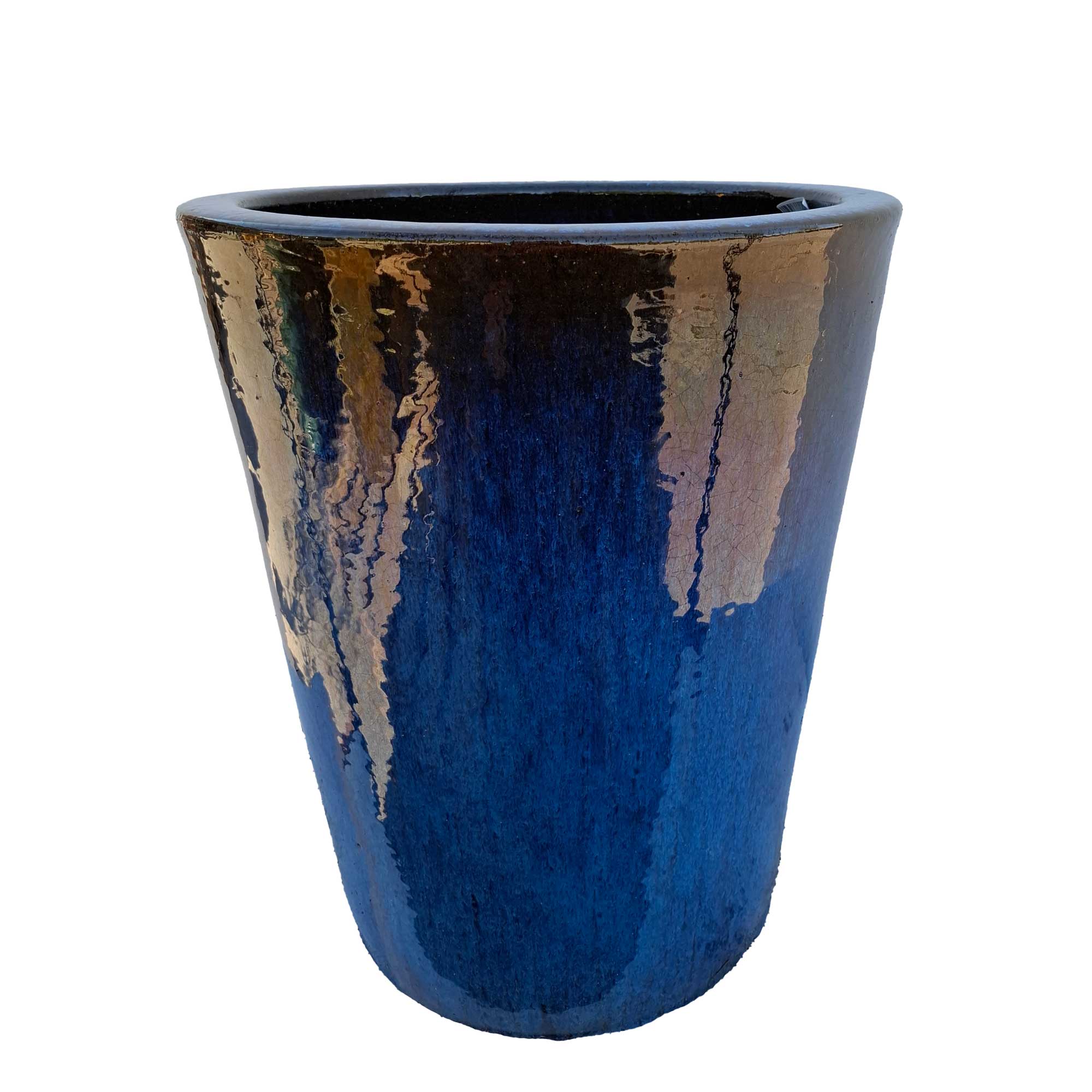 Tall Cone pot S/2 Blossom Blue