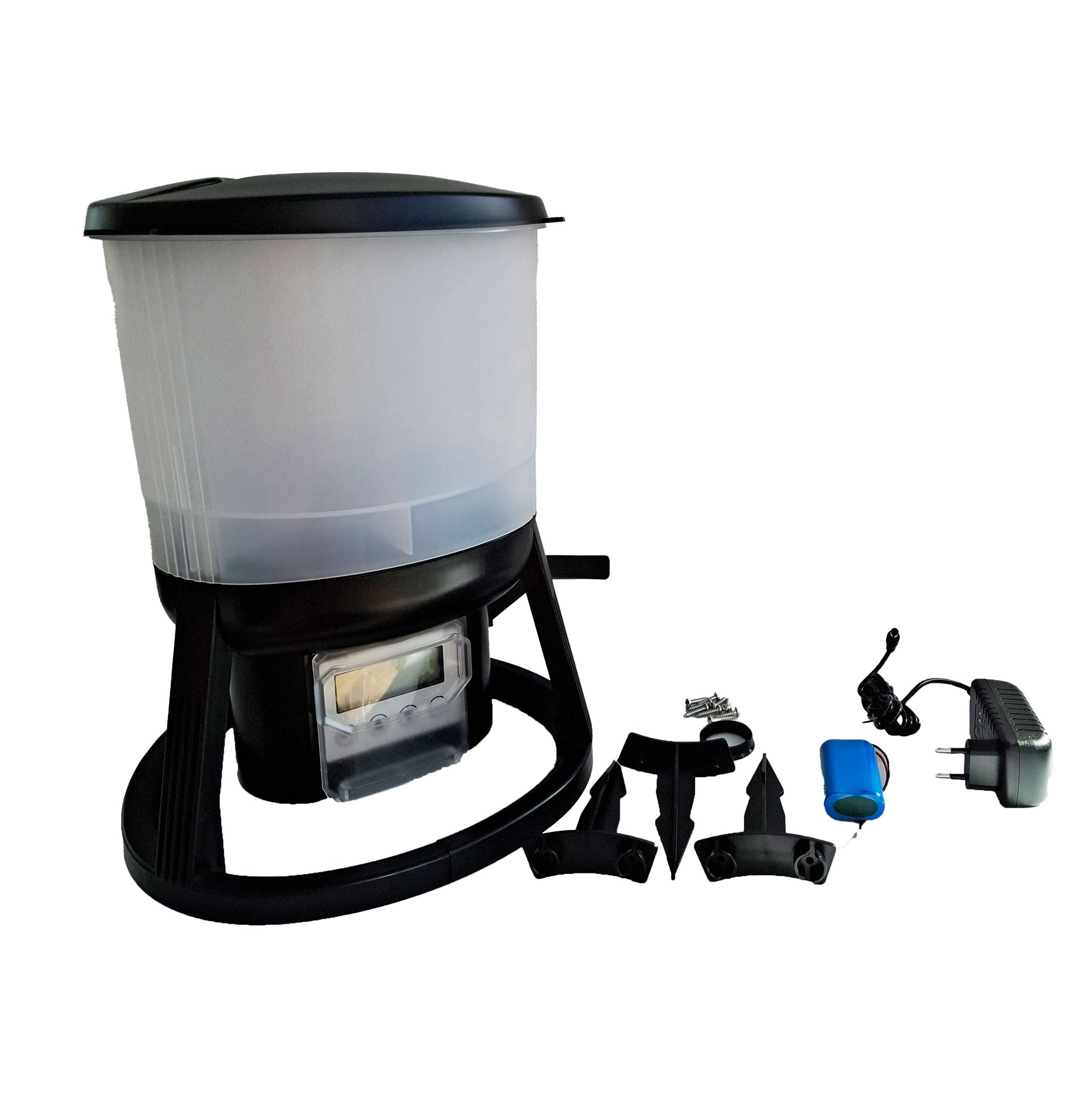Automatic feeder with timer, battery operated