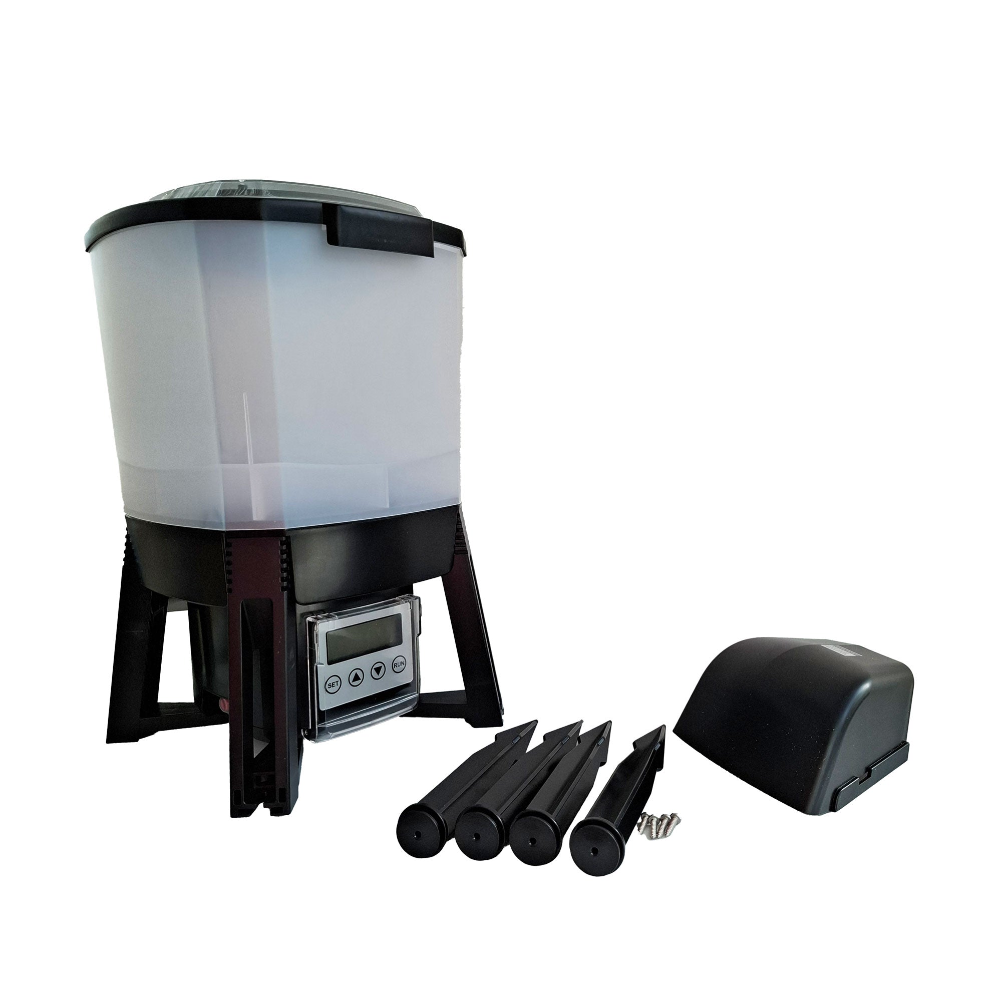 Feeder with solar panel/battery
