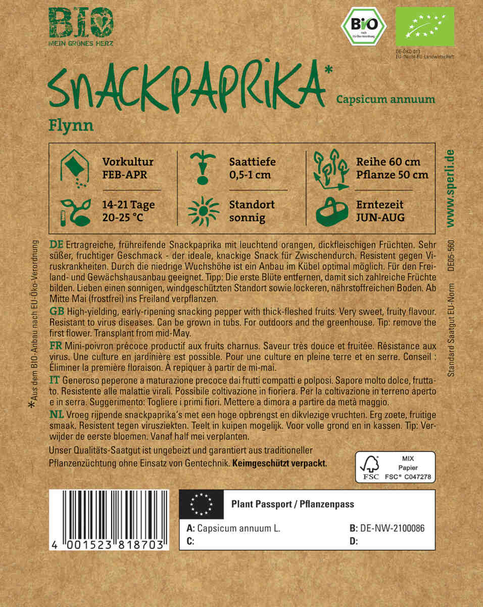 Paprikafrön - Ekologiska mellanmåls paprika