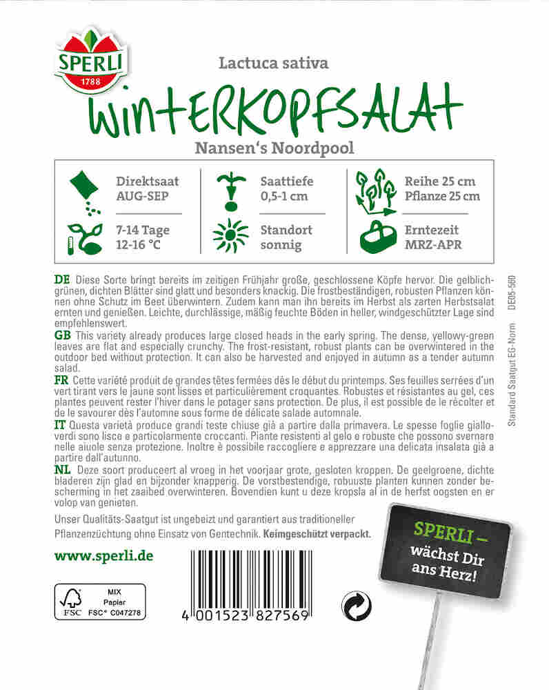 Winter lettuce seeds - Nansen's Noordpool