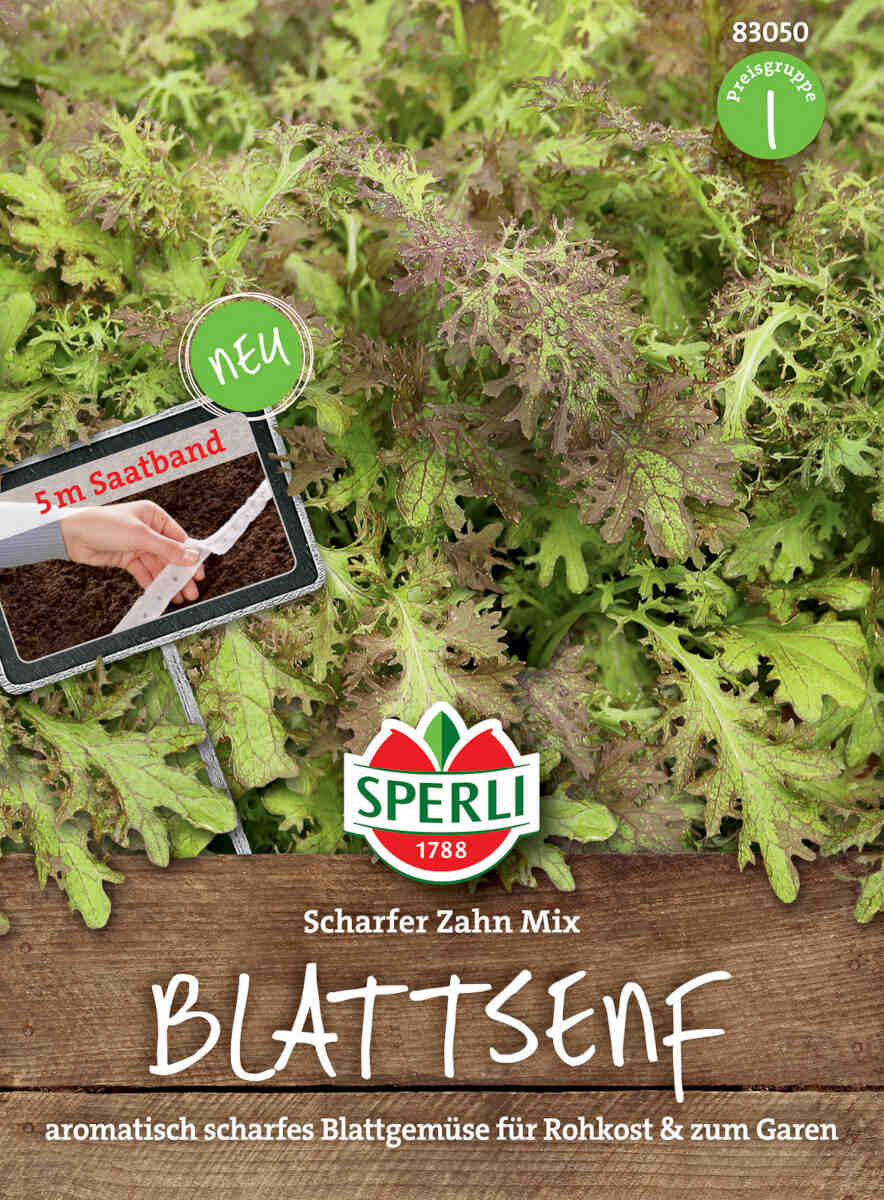 Leaf mustard - Scharfer Zahn Mix, Seed tape
