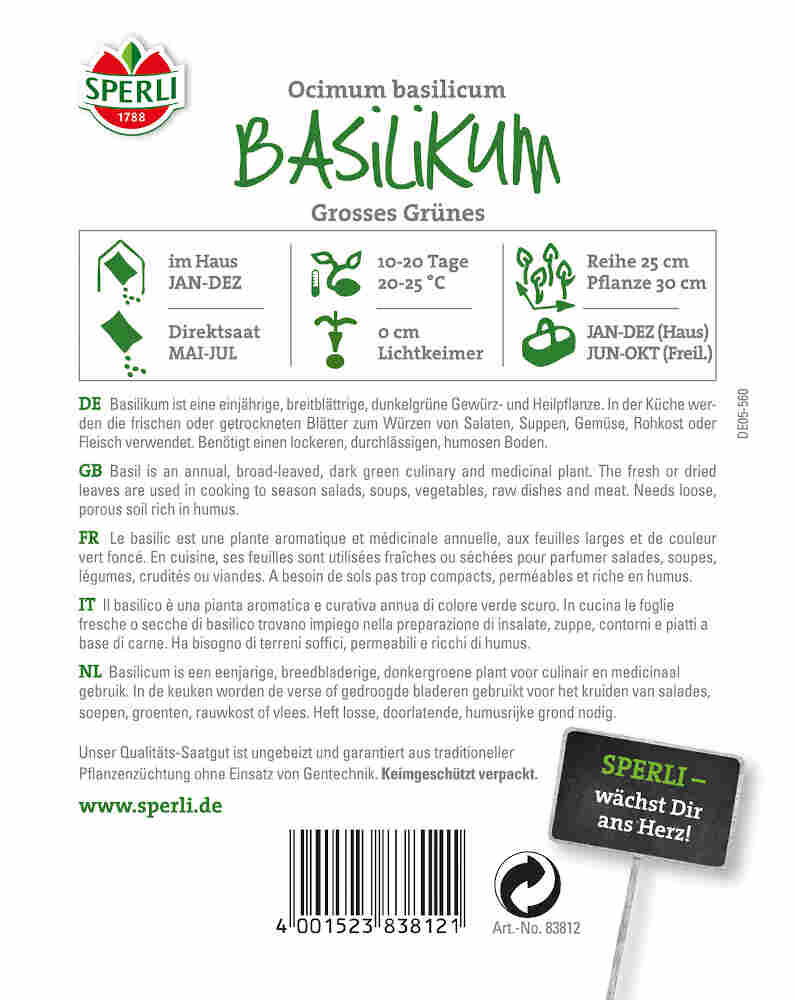 Basilikafrön - Grosses Grünes