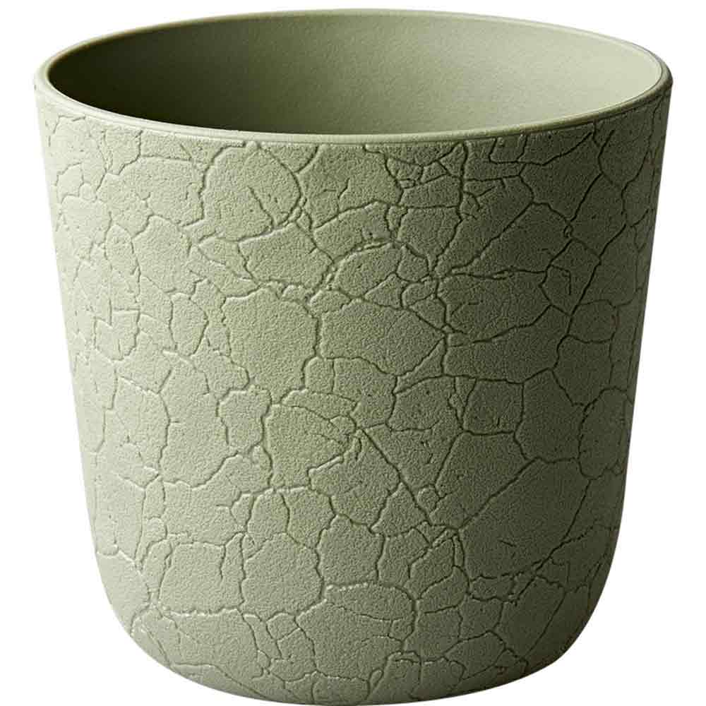 Gaia Planter Crackled 14 KHAKI 13.6 x 13.6 x 13.1