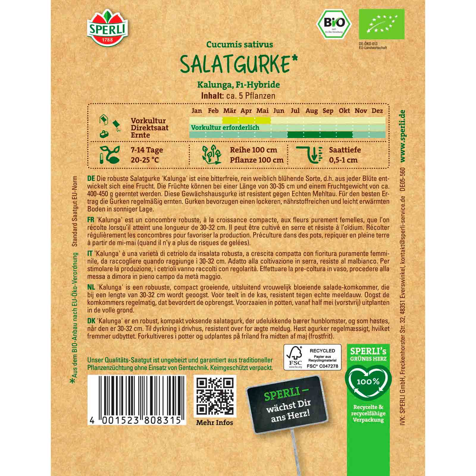 BIO Salatgurke Kalunga, F1