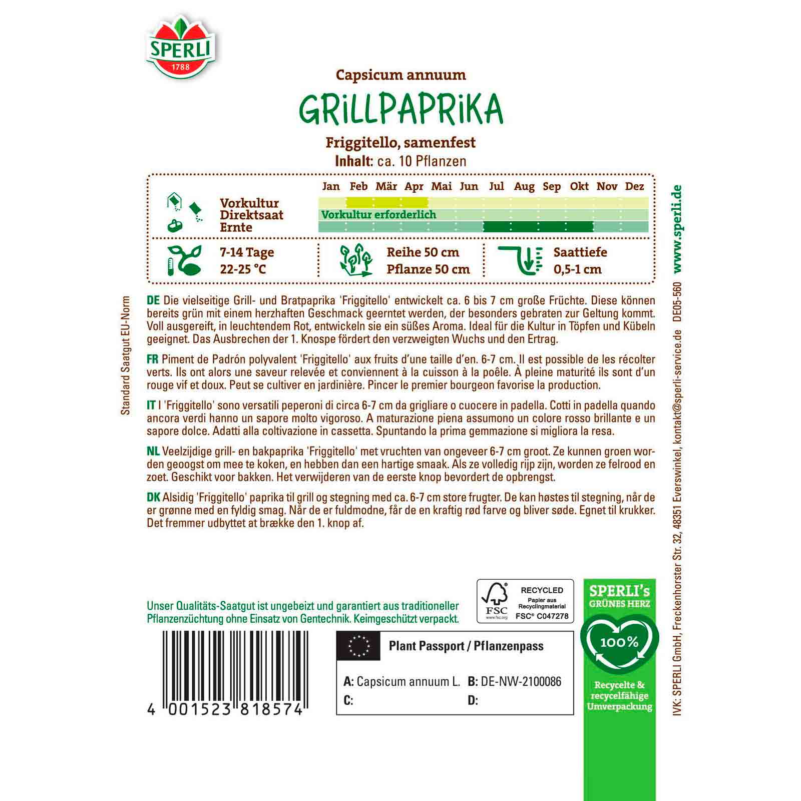 Grillpaprika Friggitello