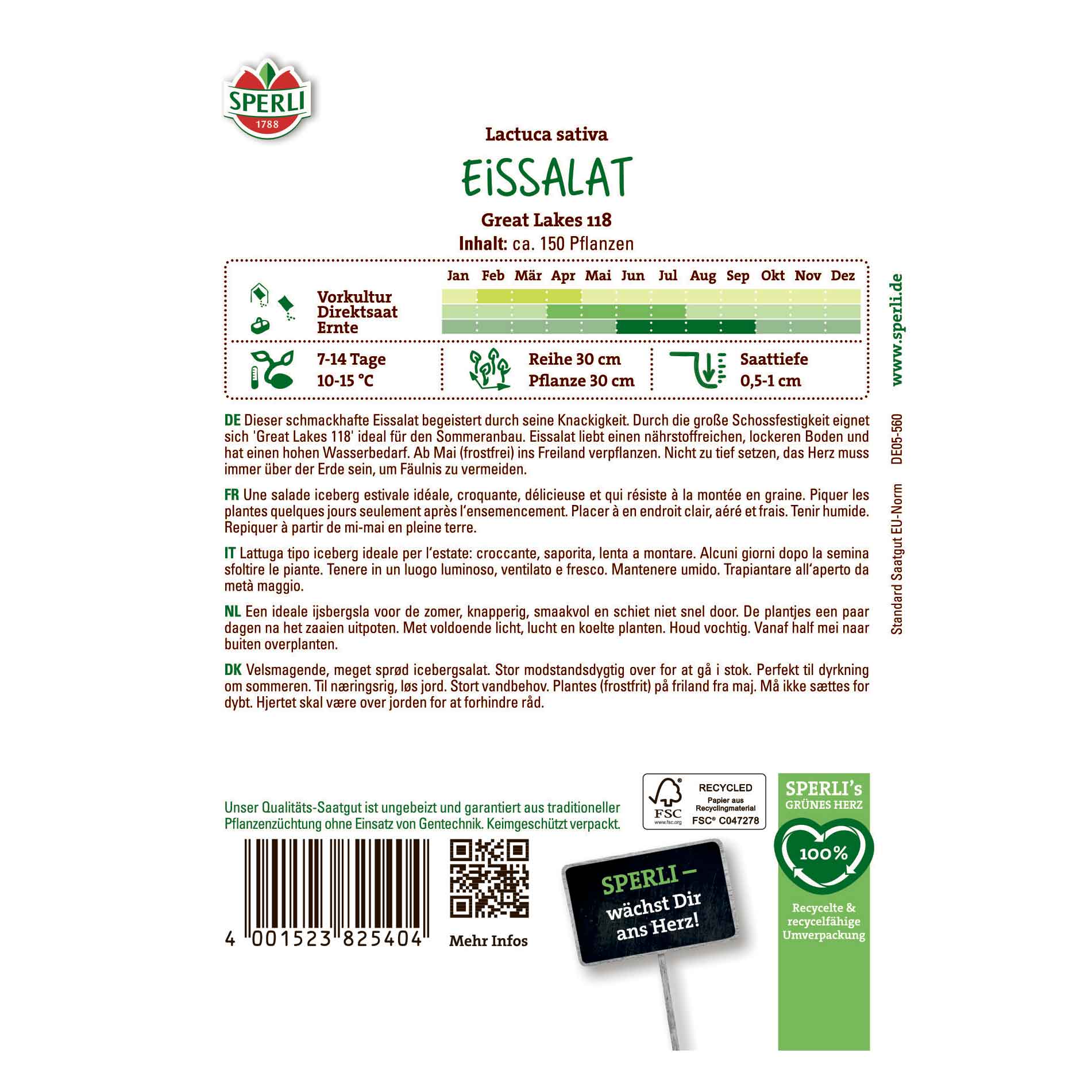 Lettuce seeds - Great Lakes 118 - Sperli