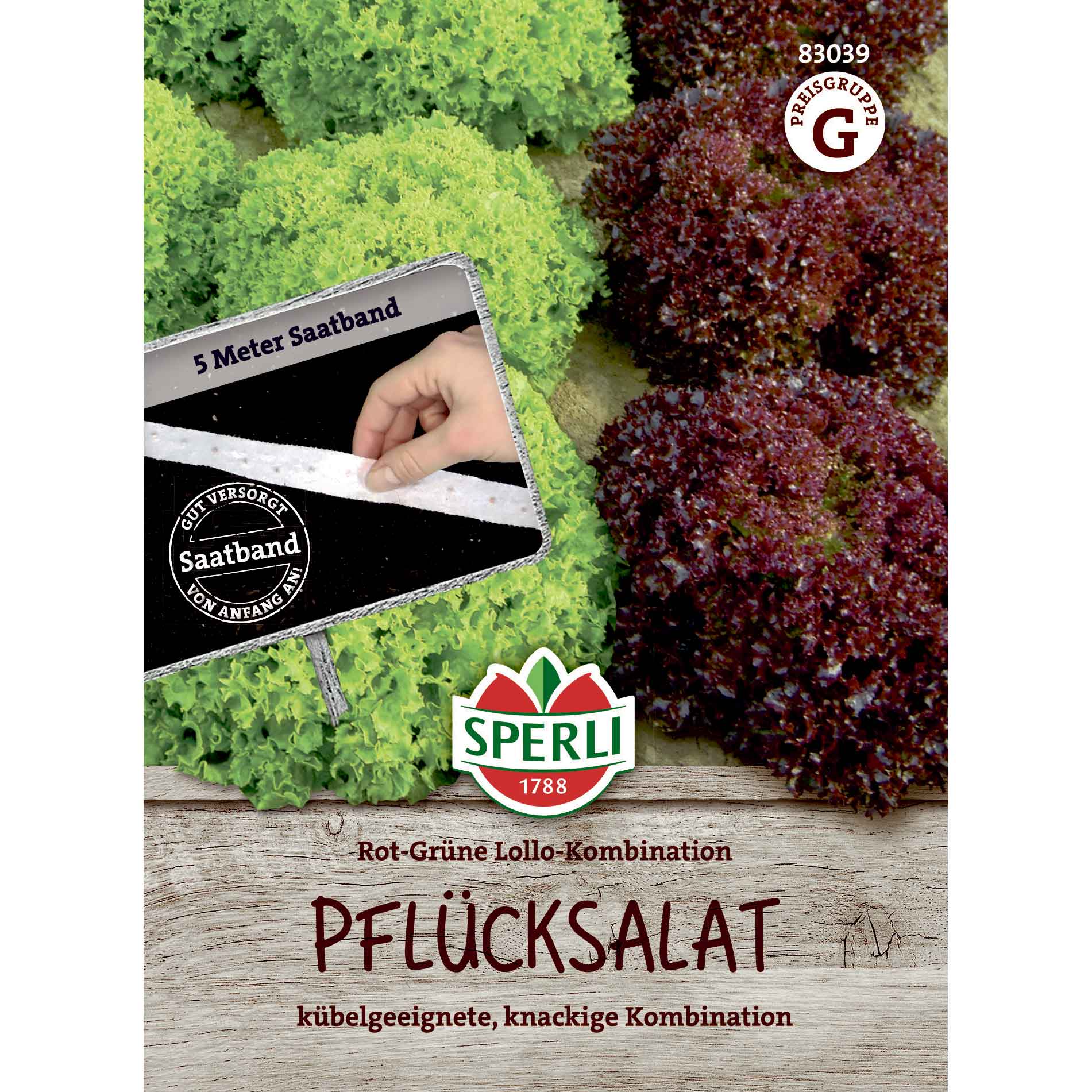 Pflücksalat Rot-Grüne Lollo-Combination, Saatband