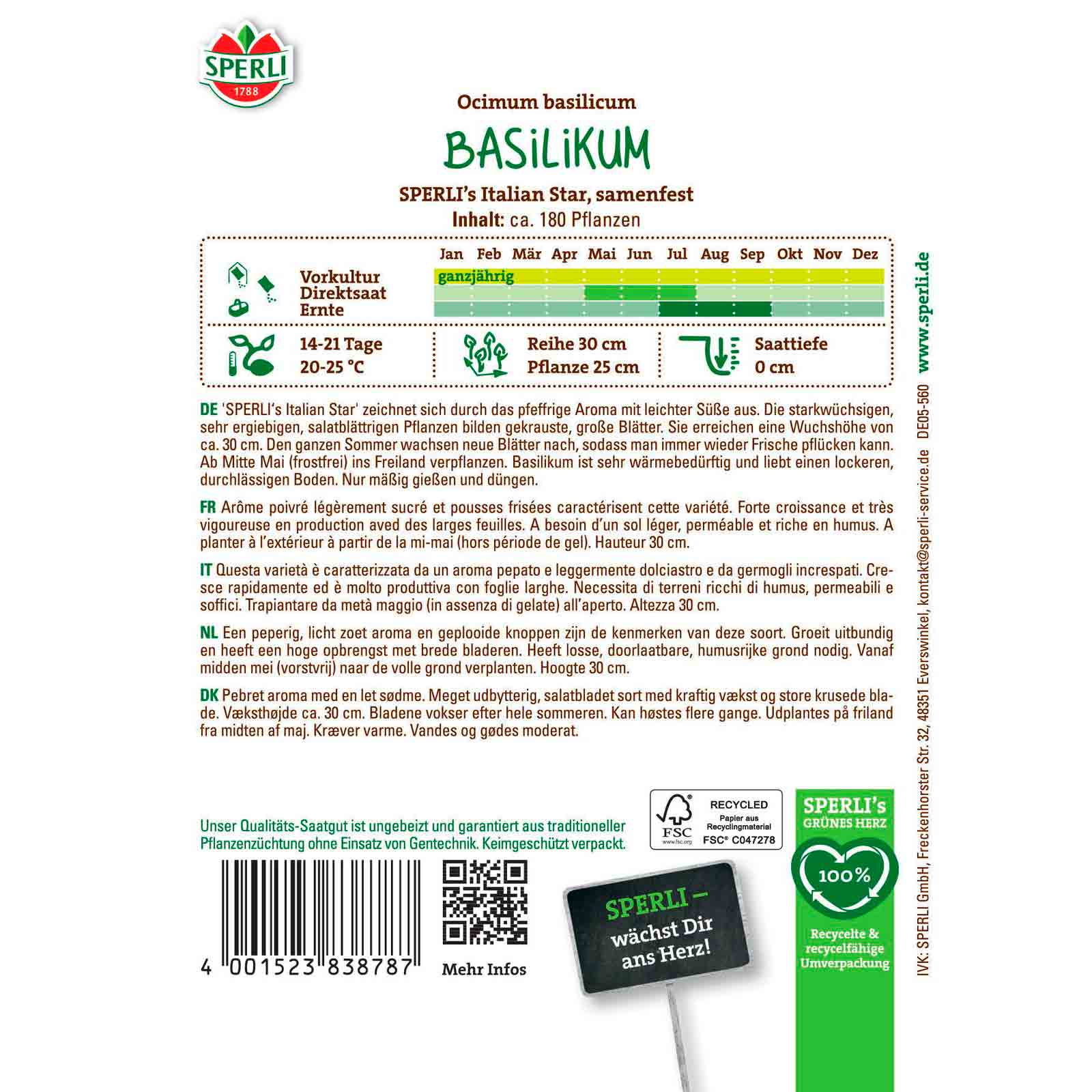 Basilikum SPERLI's Italian Star