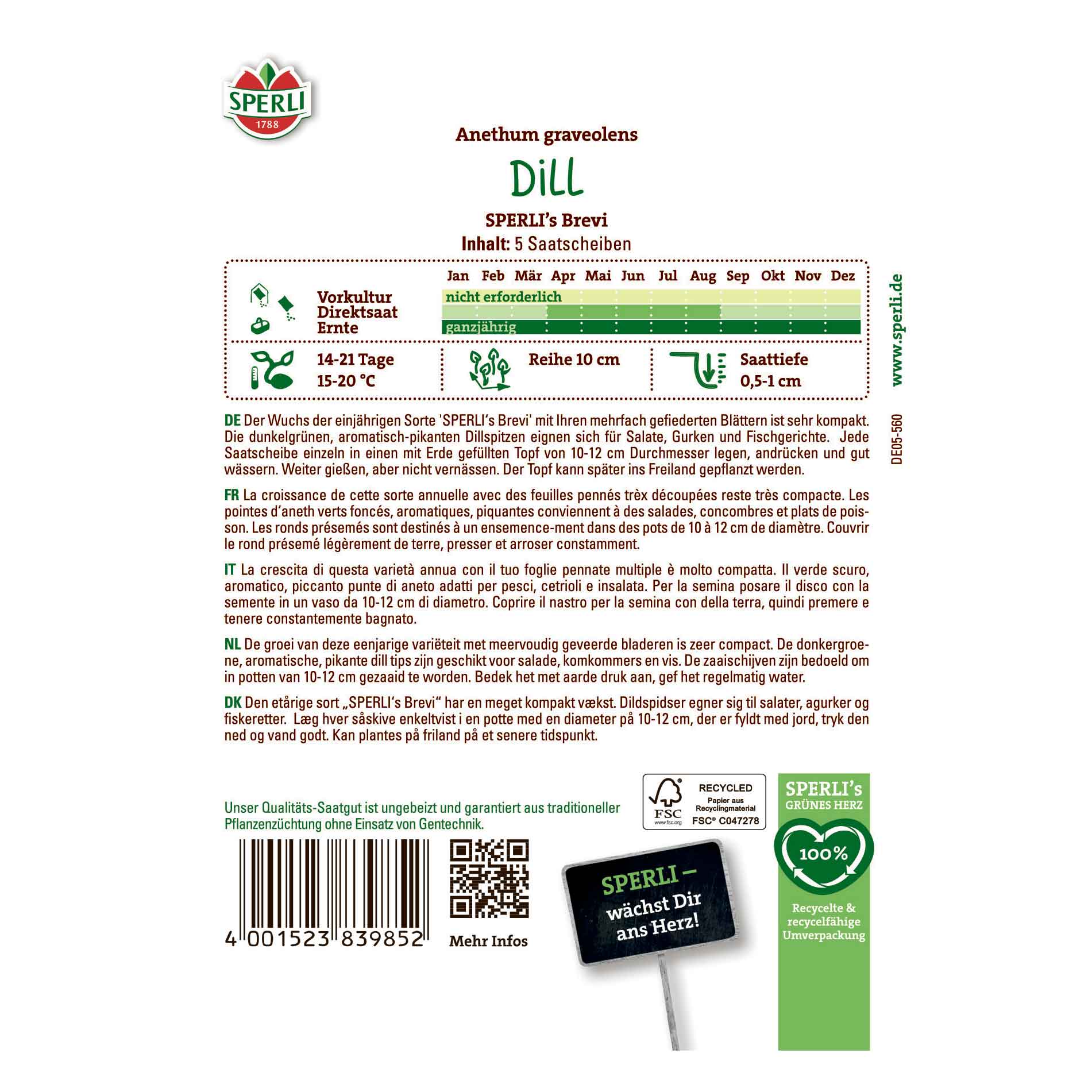 Dill SPERLI's Brevi. Seed disc