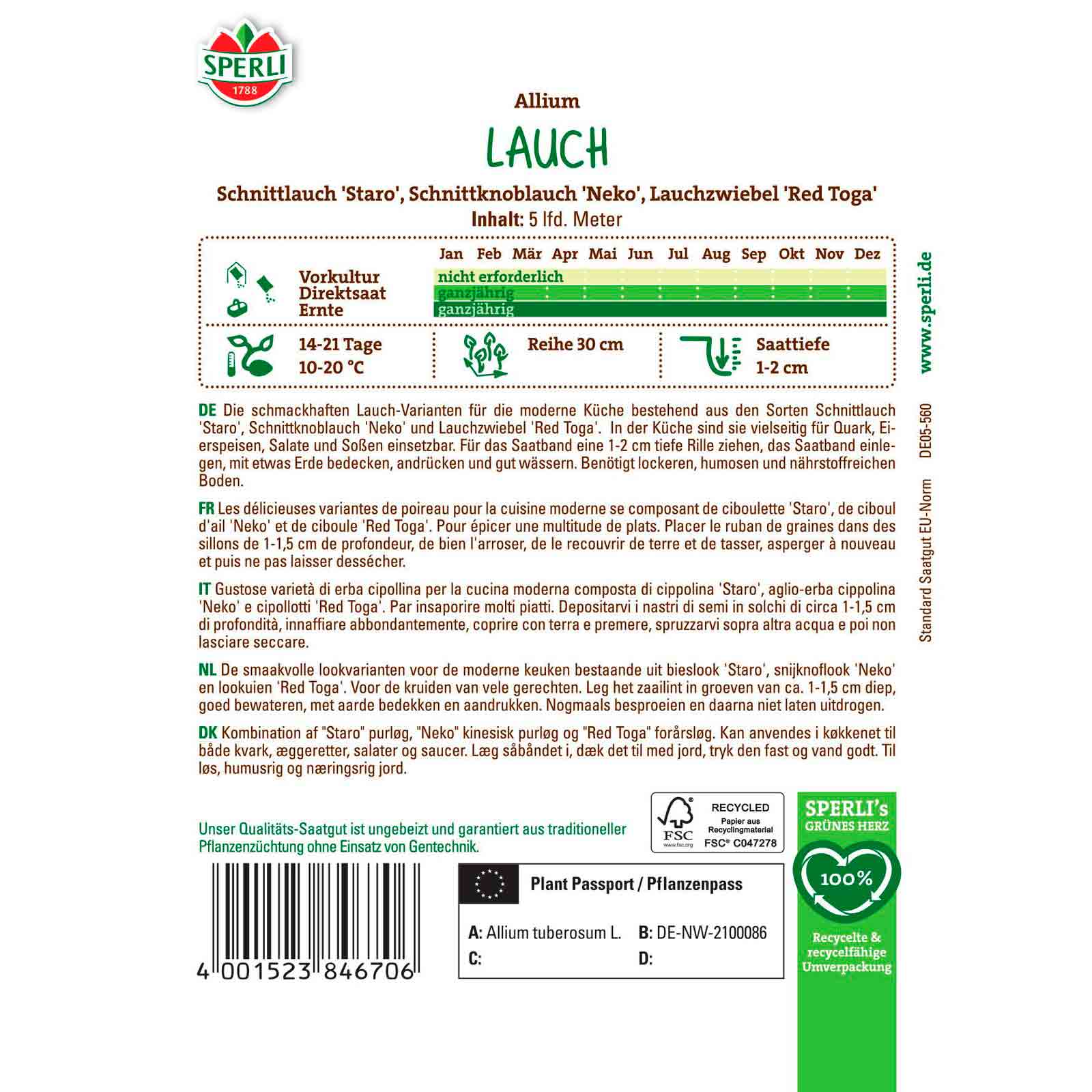 Lauch Kombination, Saatband